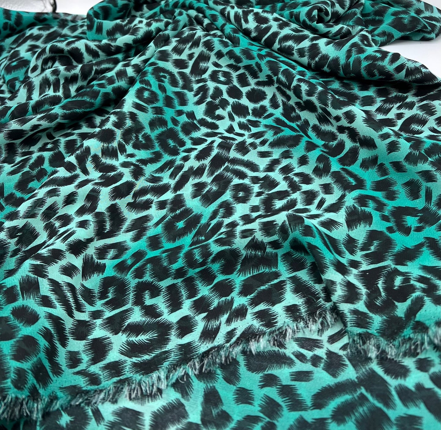 Green Animal Print Non Stretch Chiffon Fabric - T9 Fabrics