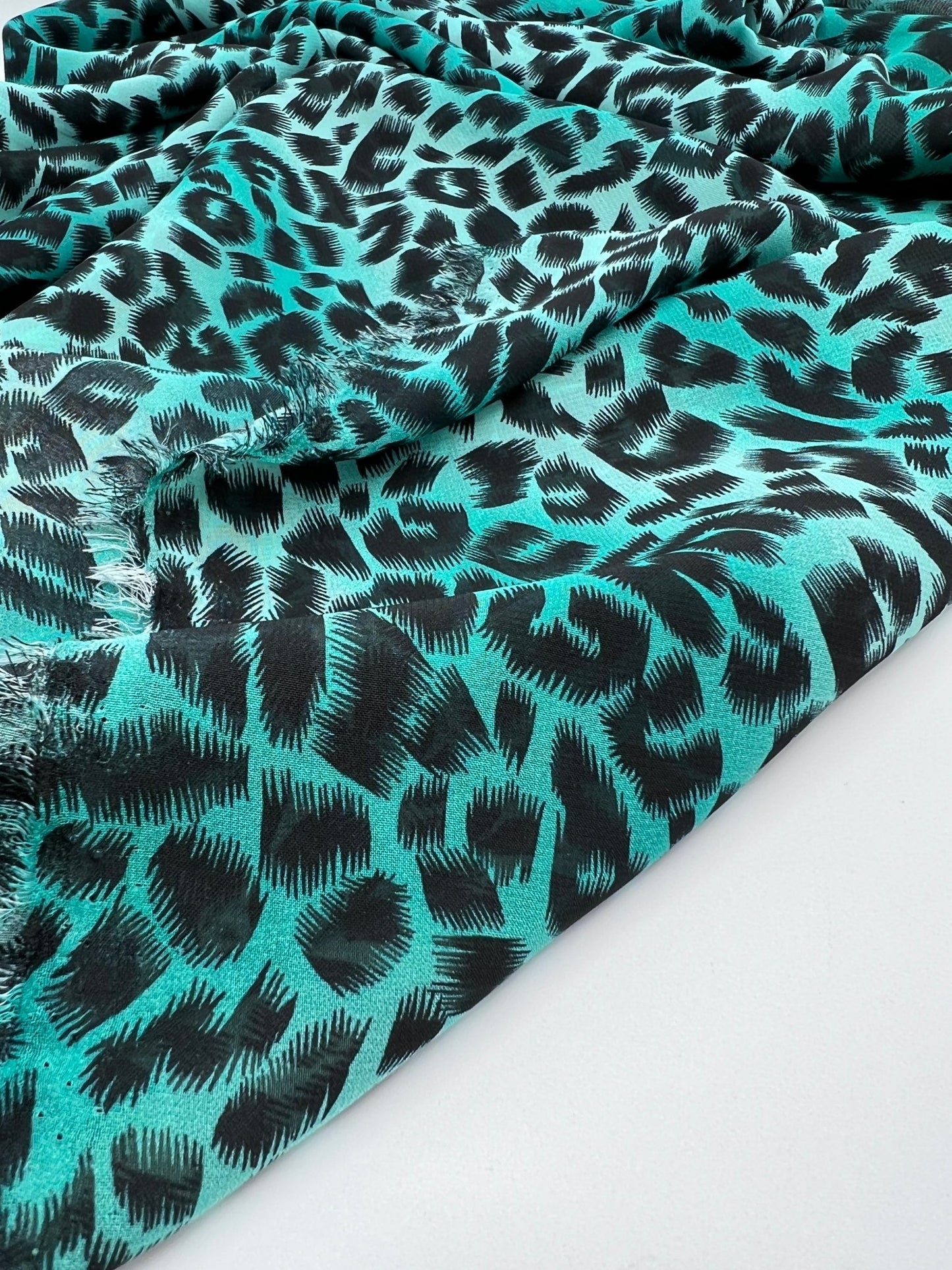 Green Animal Print Non Stretch Chiffon Fabric - T9 Fabrics