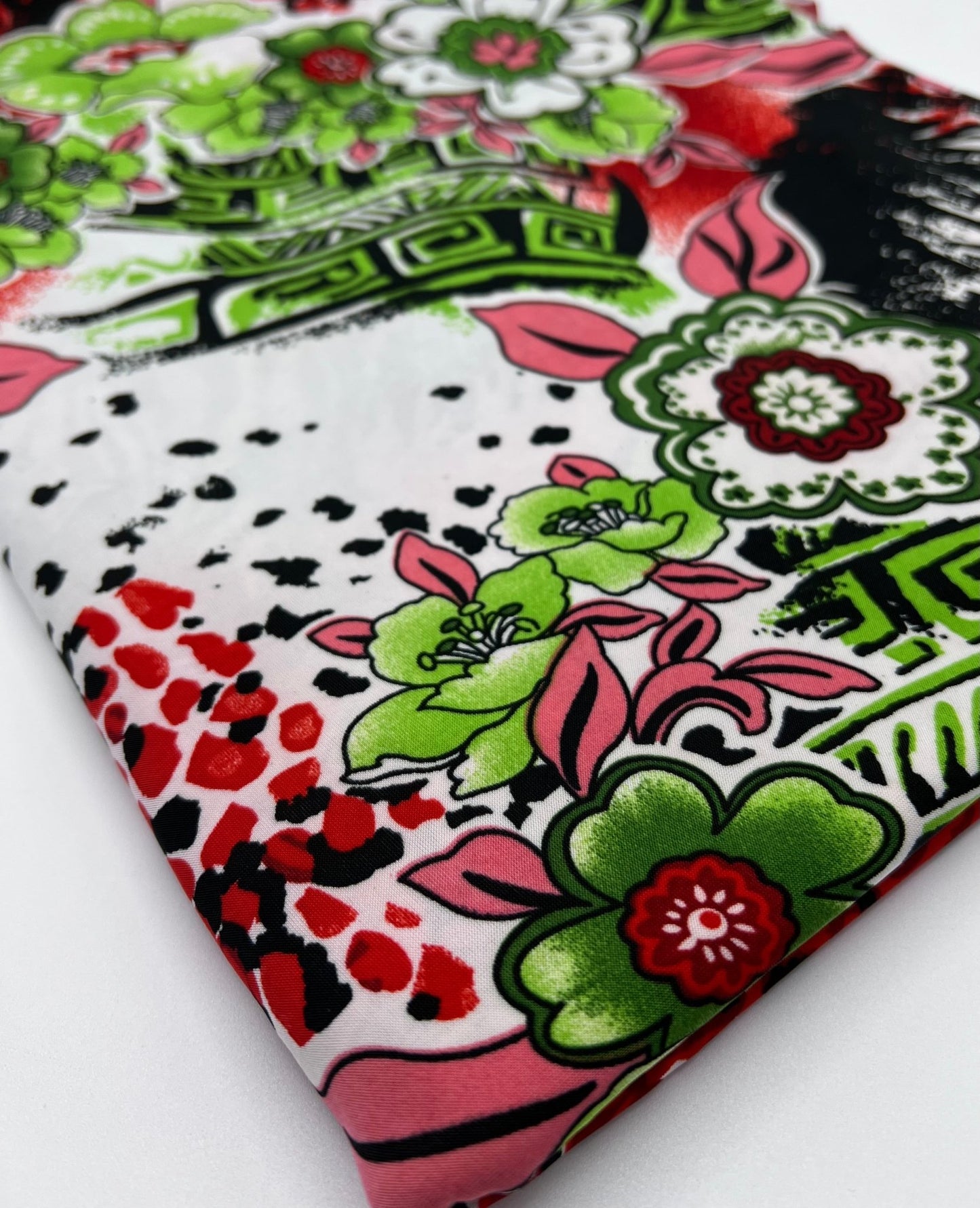 Green Floral Mix Print Soft Touch 4 Way Stretch Fabric - T9 Fabrics