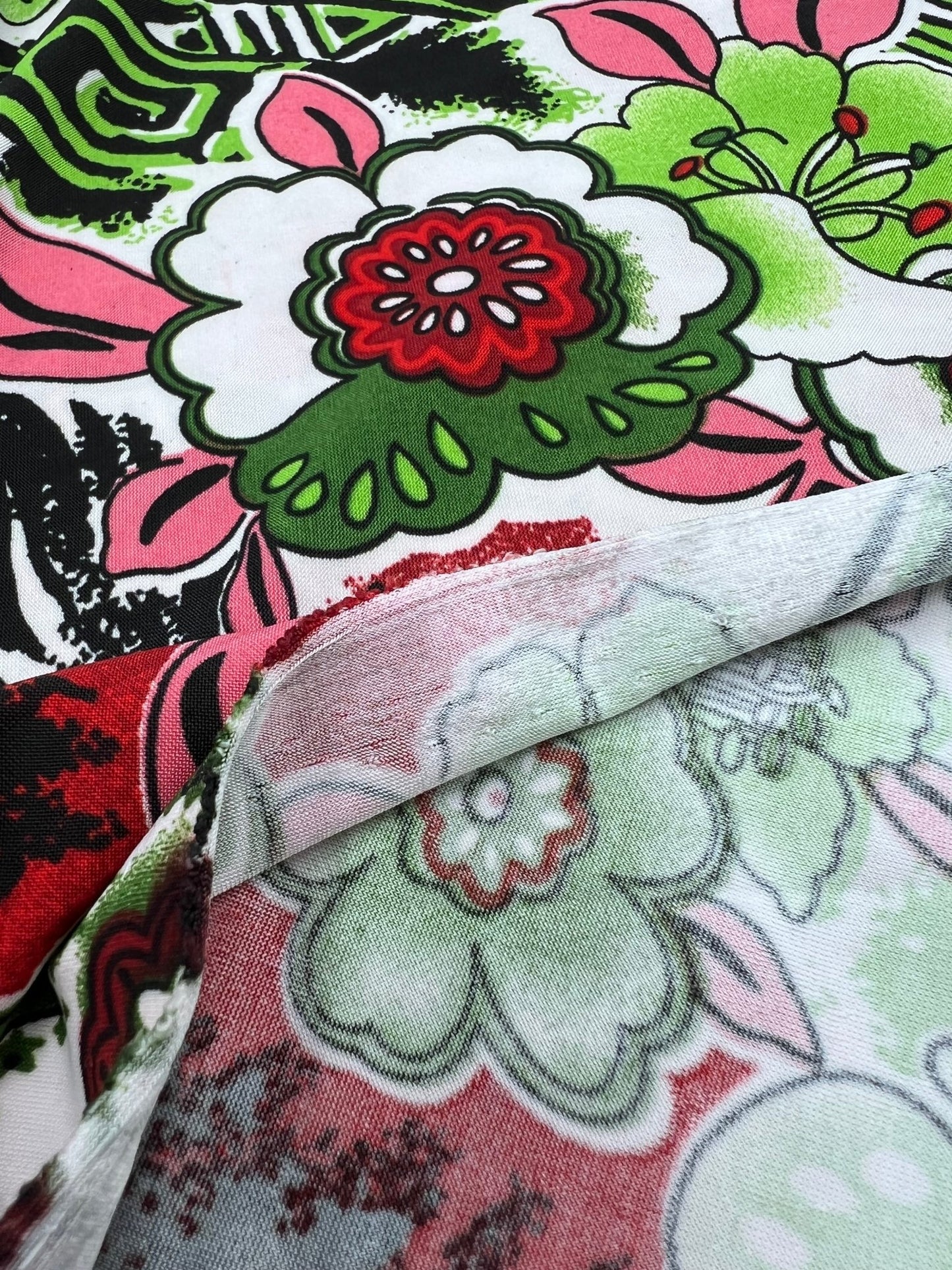 Green Floral Mix Print Soft Touch 4 Way Stretch Fabric - T9 Fabrics