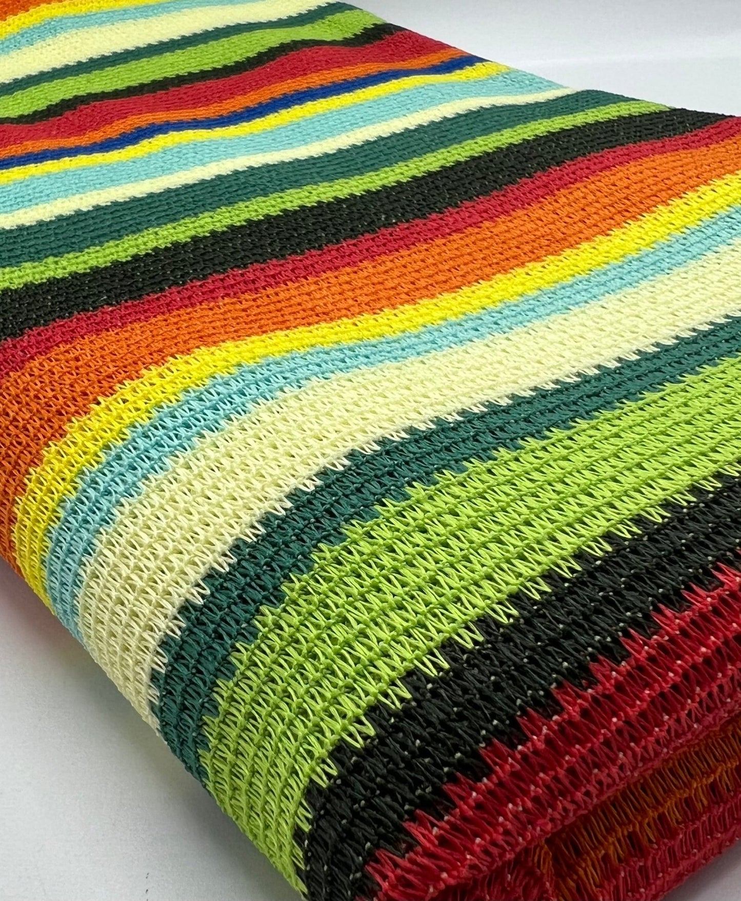 Green Multi Stripe Textured Knitted 2 Way Stretch Fabric - T9 Fabrics