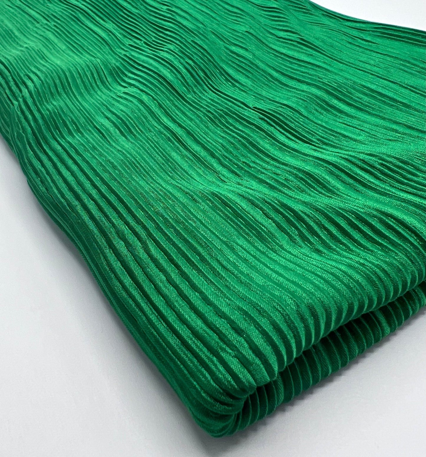 Green Plisse Pleated 2 Way Stretch Fabric - T9 Fabrics