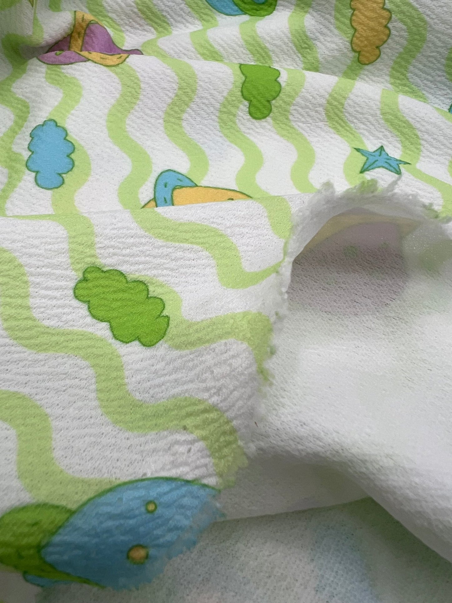 Green Space Print Liverpool Stretch Fabric - T9 Fabrics