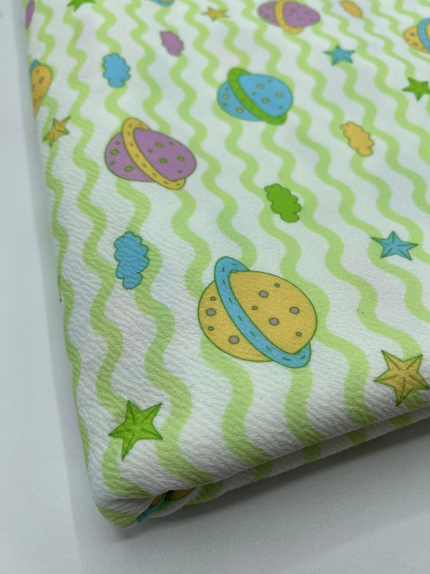 Green Space Print Liverpool Stretch Fabric - T9 Fabrics