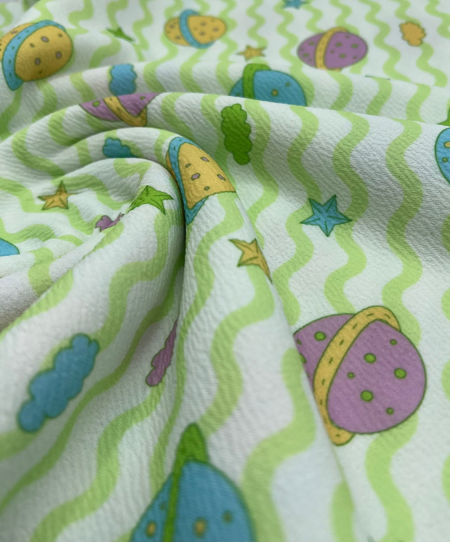 Green Space Print Liverpool Stretch Fabric - T9 Fabrics