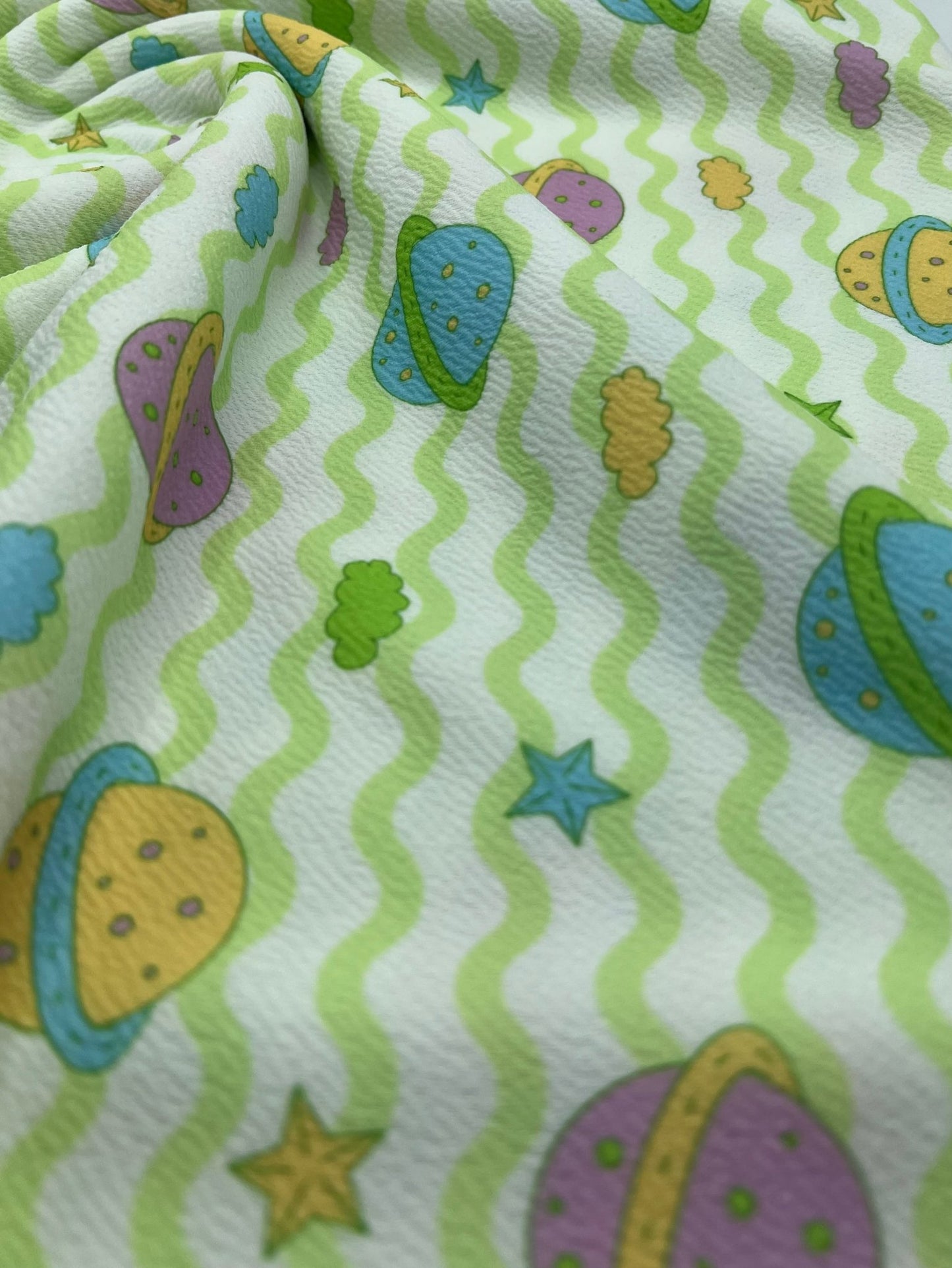 Green Space Print Liverpool Stretch Fabric - T9 Fabrics