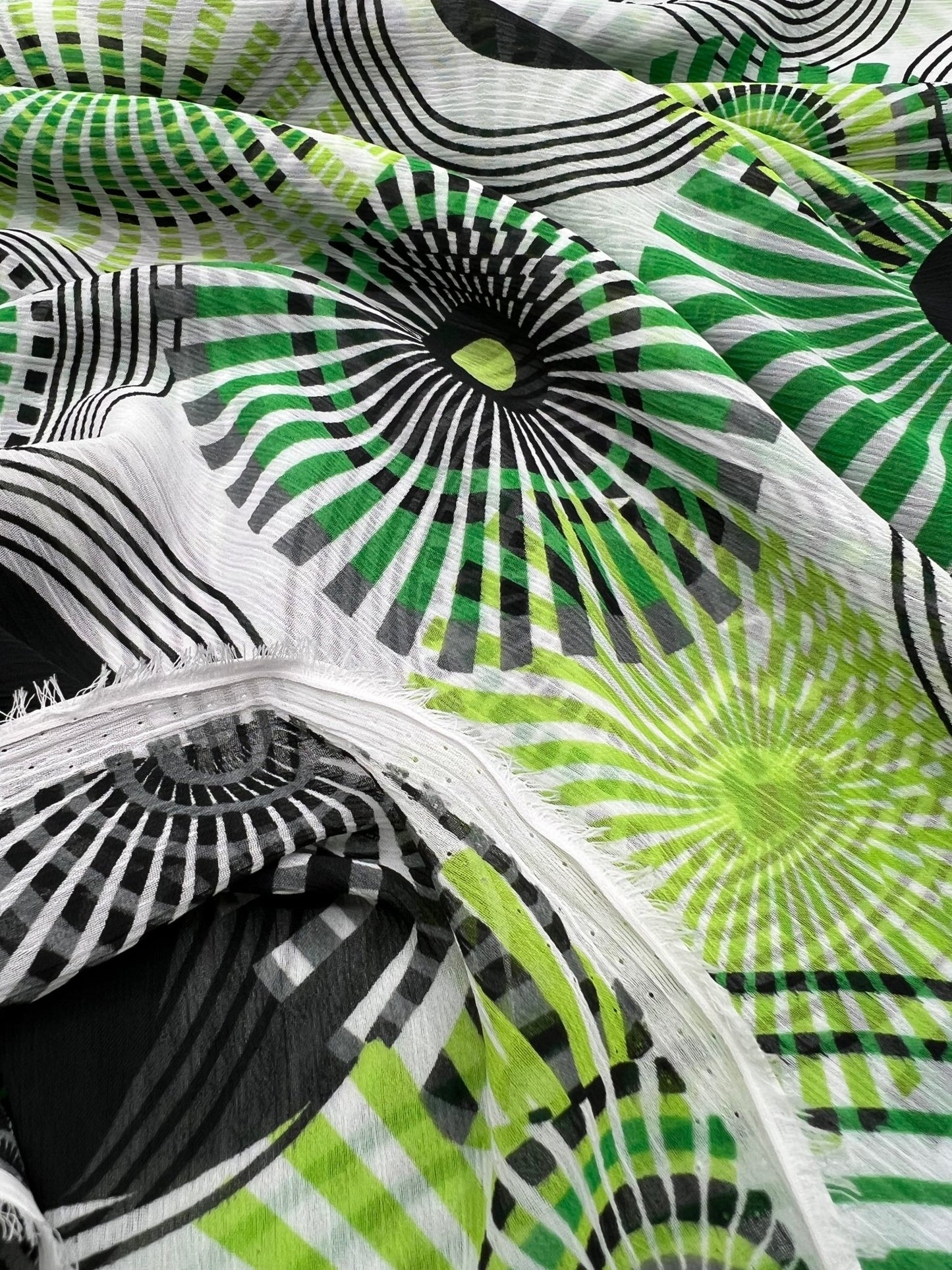 Green Swirl Printed Chiffon Dress Fabric - T9 Fabrics