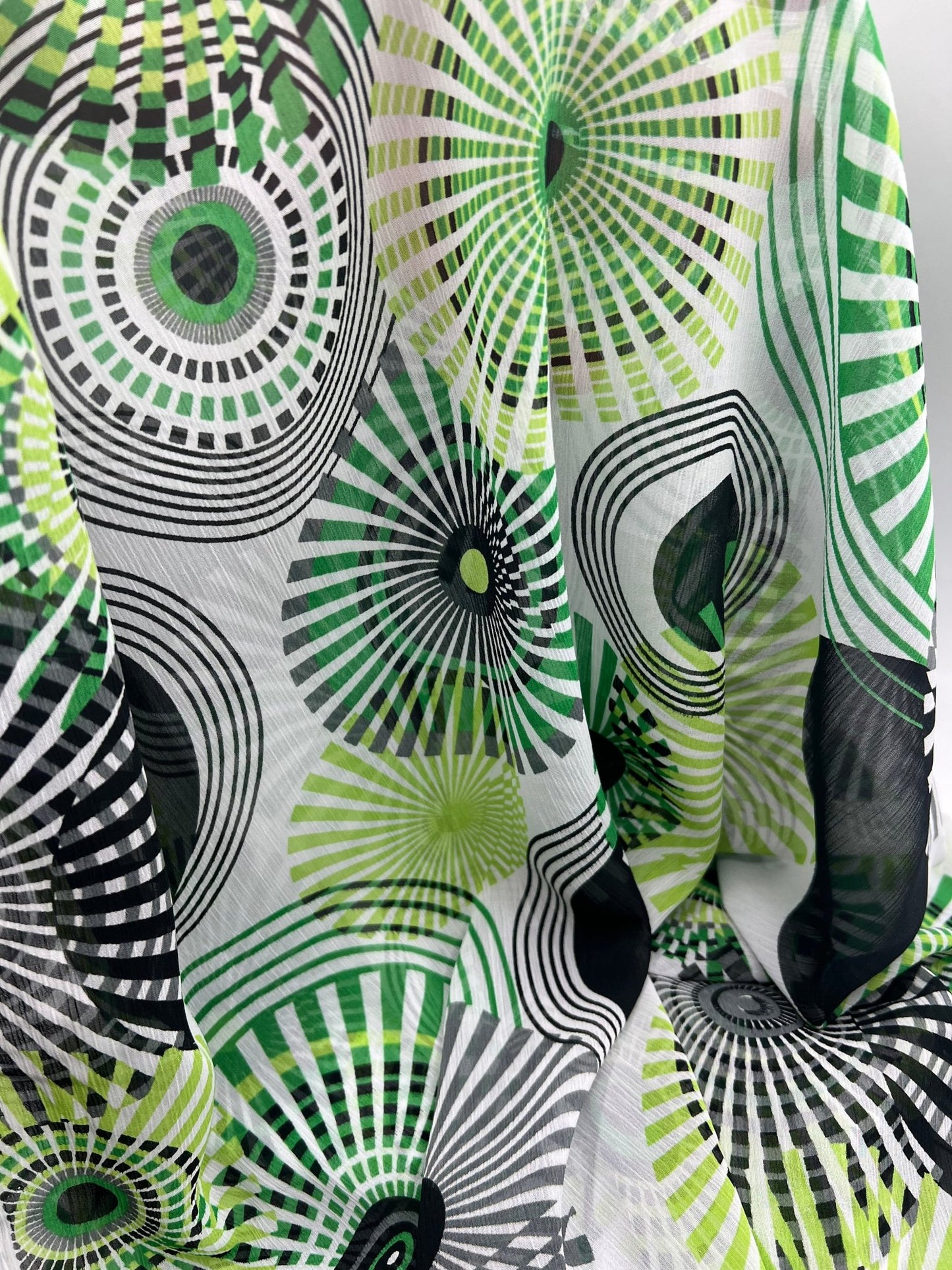 Green Swirl Printed Chiffon Dress Fabric - T9 Fabrics