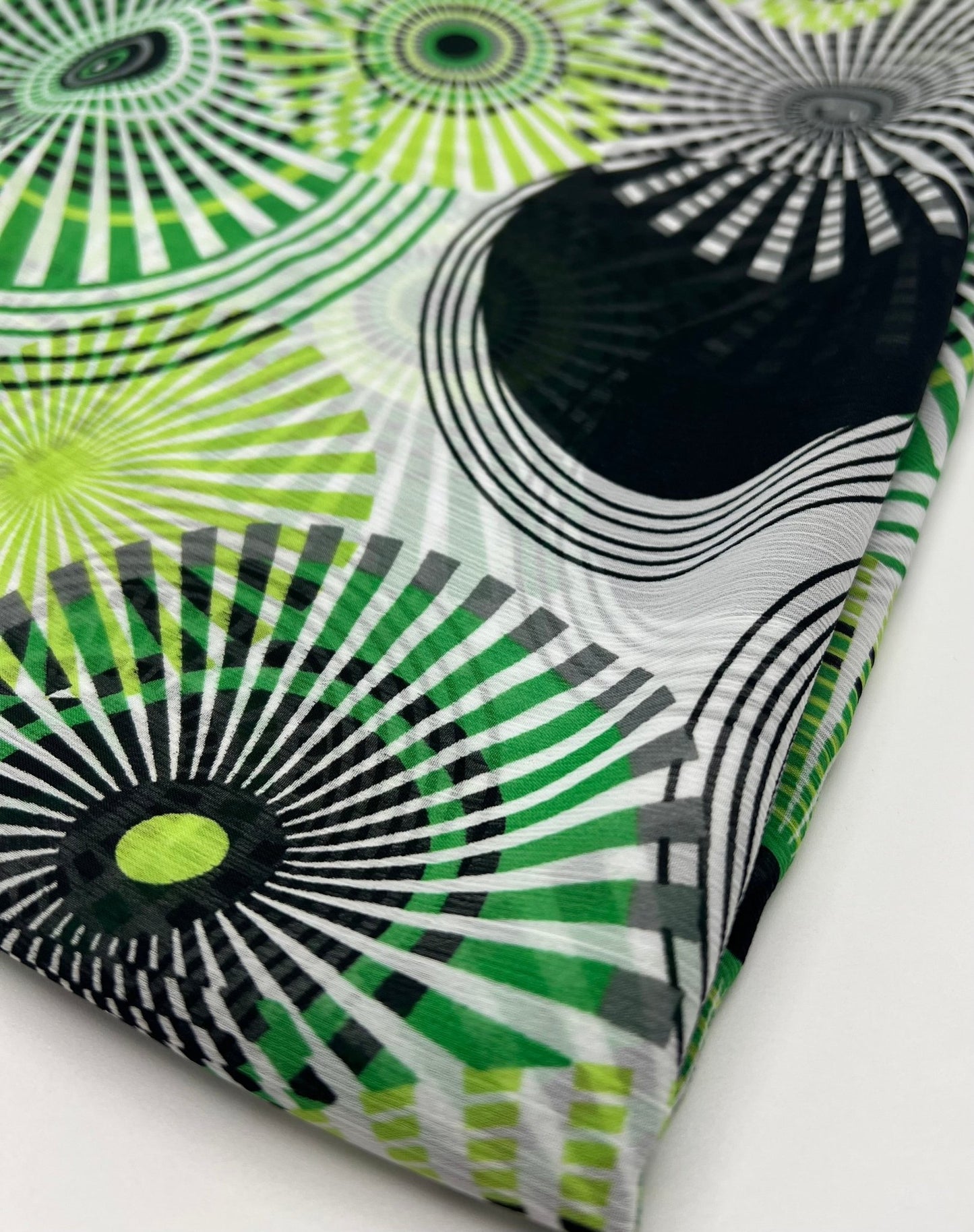 Green Swirl Printed Chiffon Dress Fabric - T9 Fabrics