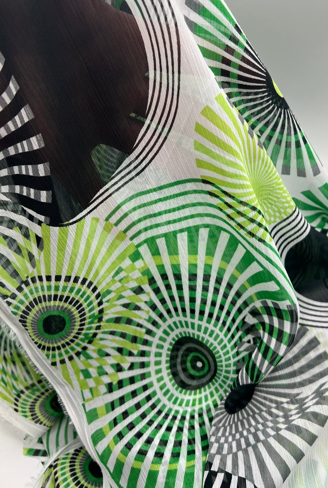 Green Swirl Printed Chiffon Dress Fabric - T9 Fabrics