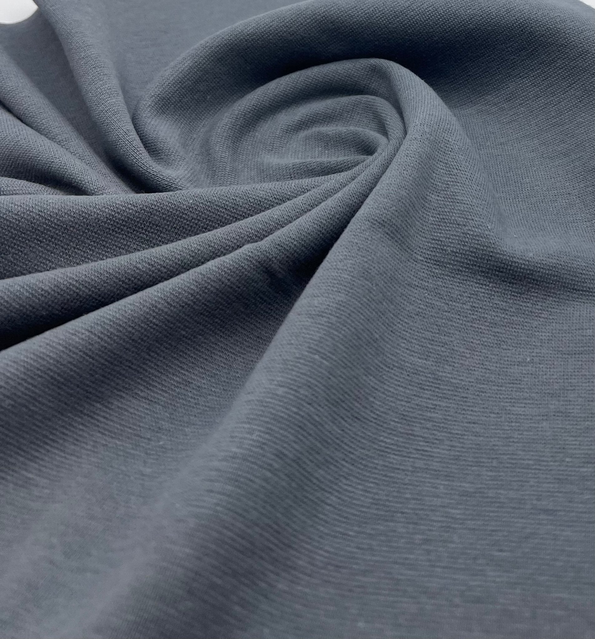 Grey Jersey Cuffing Ribbing Fabric 270 GSM Cotton Knit 70cm Wide - T9 Fabrics