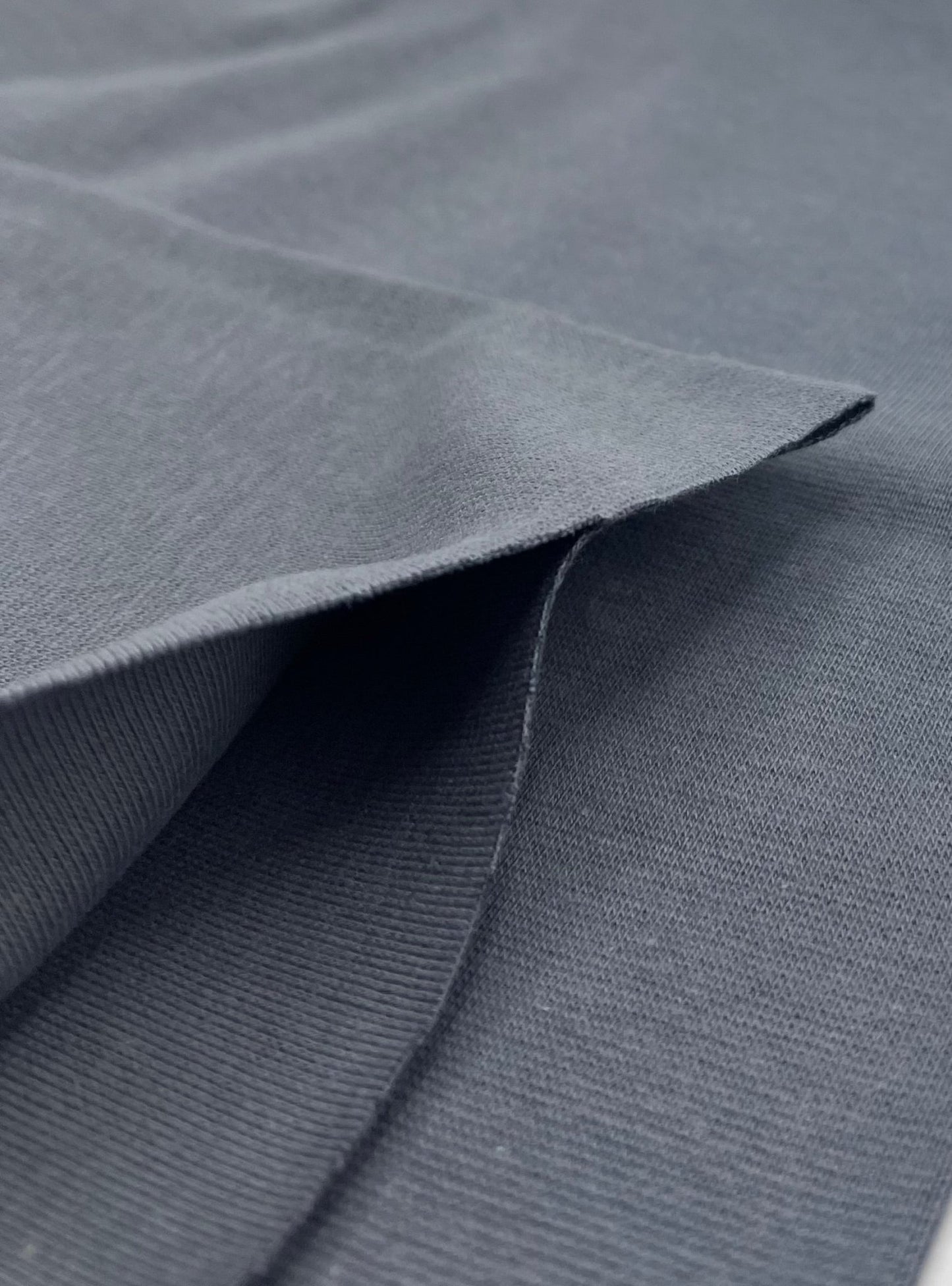 Grey Jersey Cuffing Ribbing Fabric 270 GSM Cotton Knit 70cm Wide - T9 Fabrics