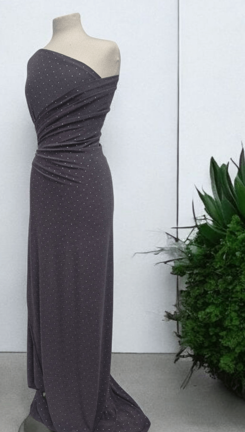 Grey Silver Metal Stud ITY Fabric - T9 Fabrics