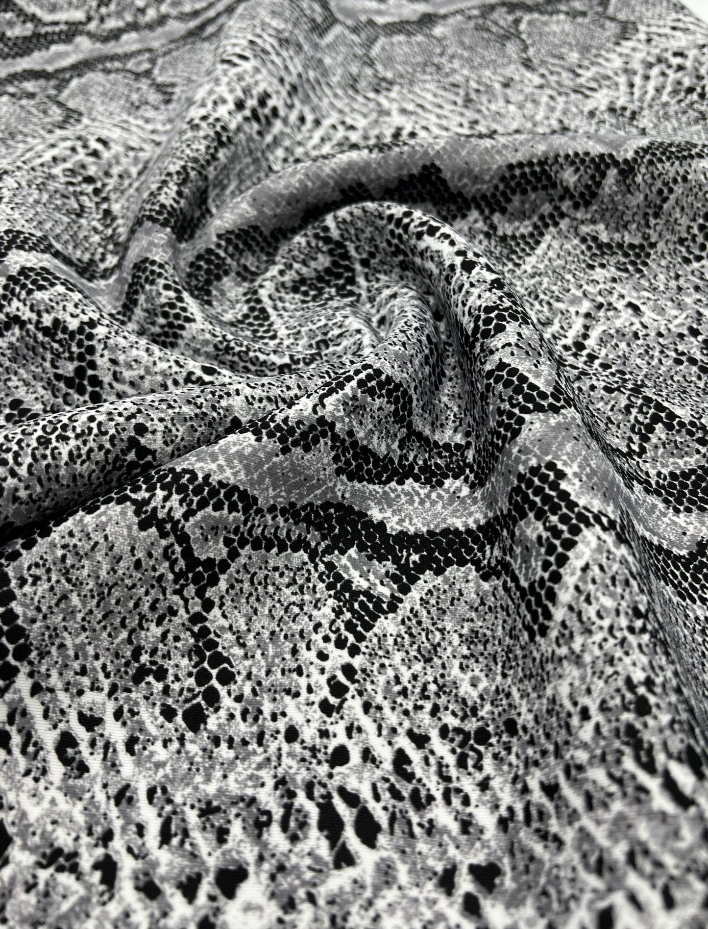 Grey Snake Printed Plain Scuba 4 Way Stretch Jersey Fabric - T9 Fabrics