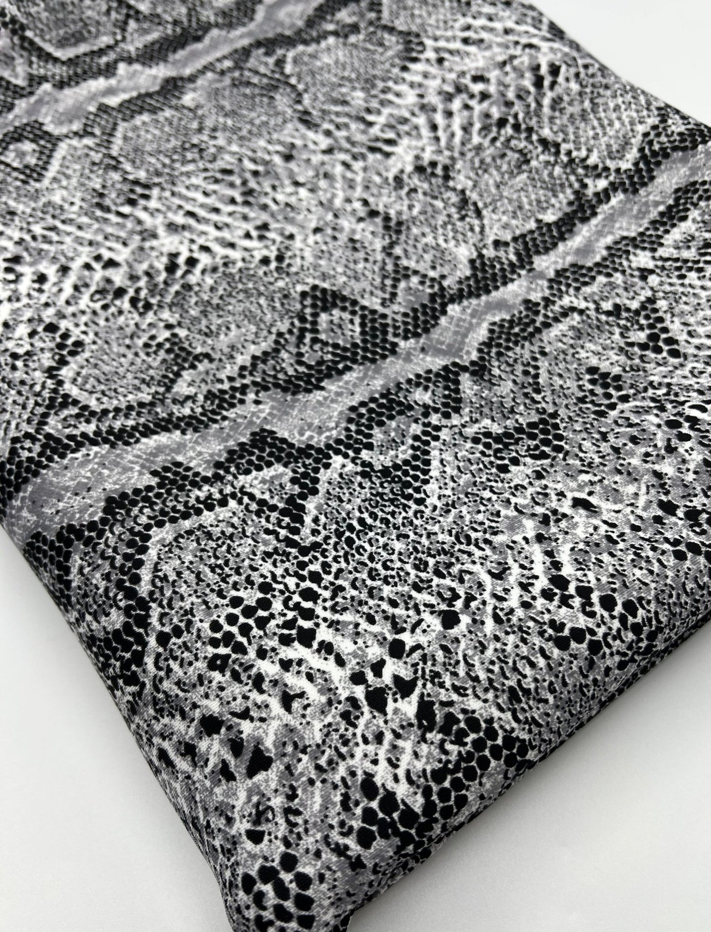 Grey Snake Printed Plain Scuba 4 Way Stretch Jersey Fabric - T9 Fabrics