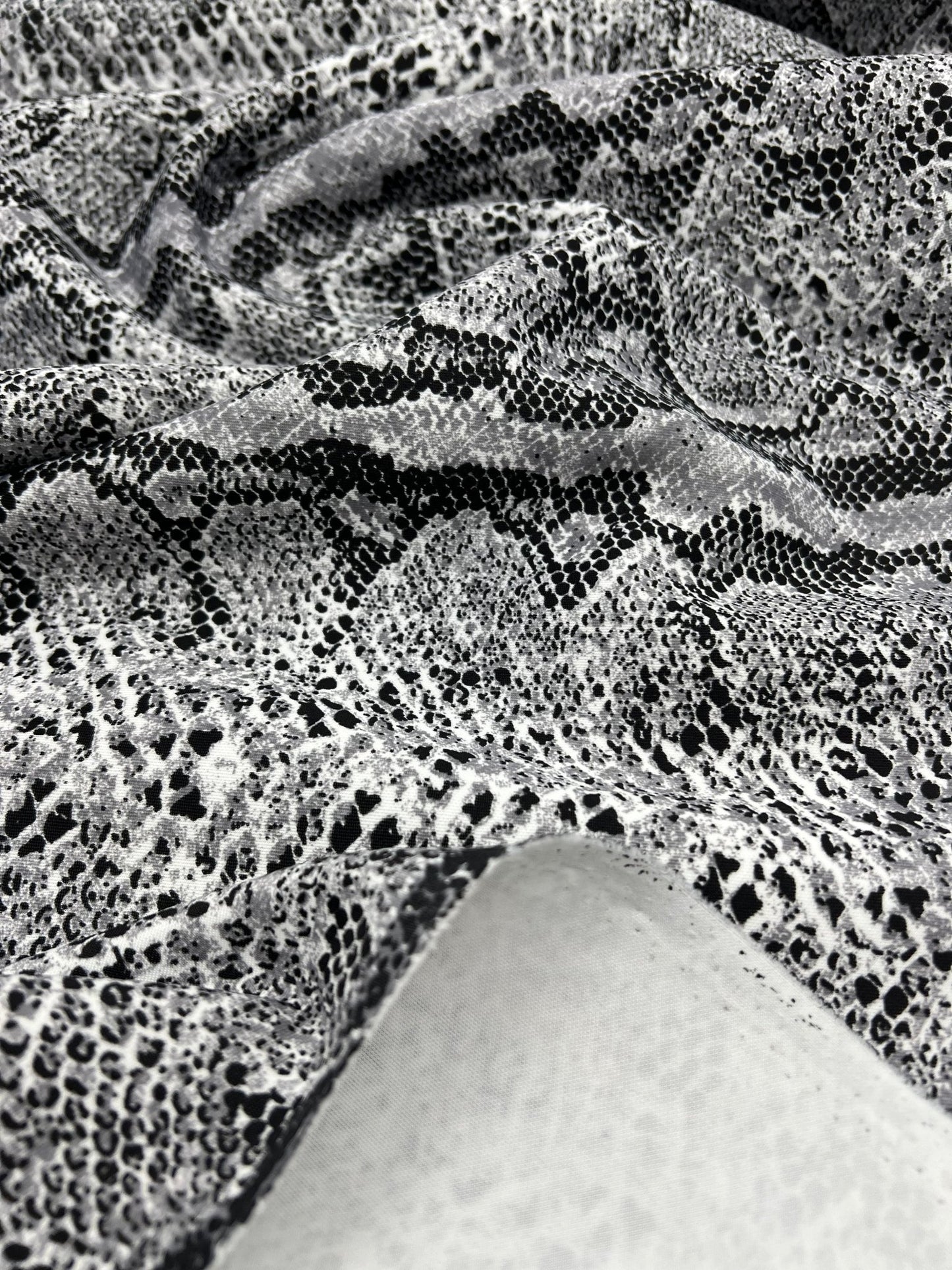 Grey Snake Printed Plain Scuba 4 Way Stretch Jersey Fabric - T9 Fabrics