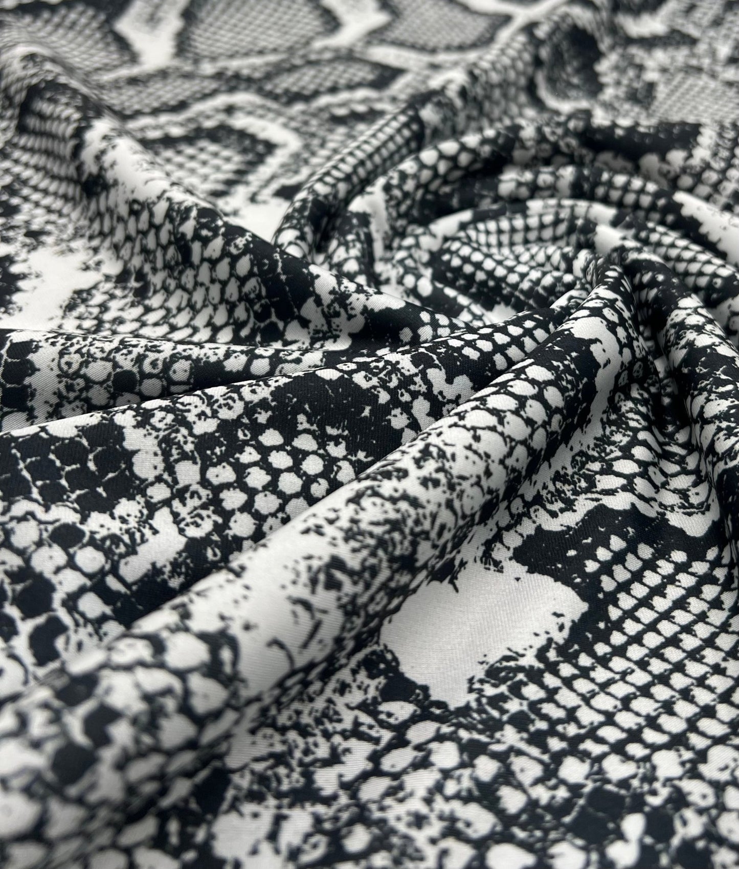 Grey Snake Printed Swimwear / Sportswear 4 Way Stretch Fabric - T9 Fabrics