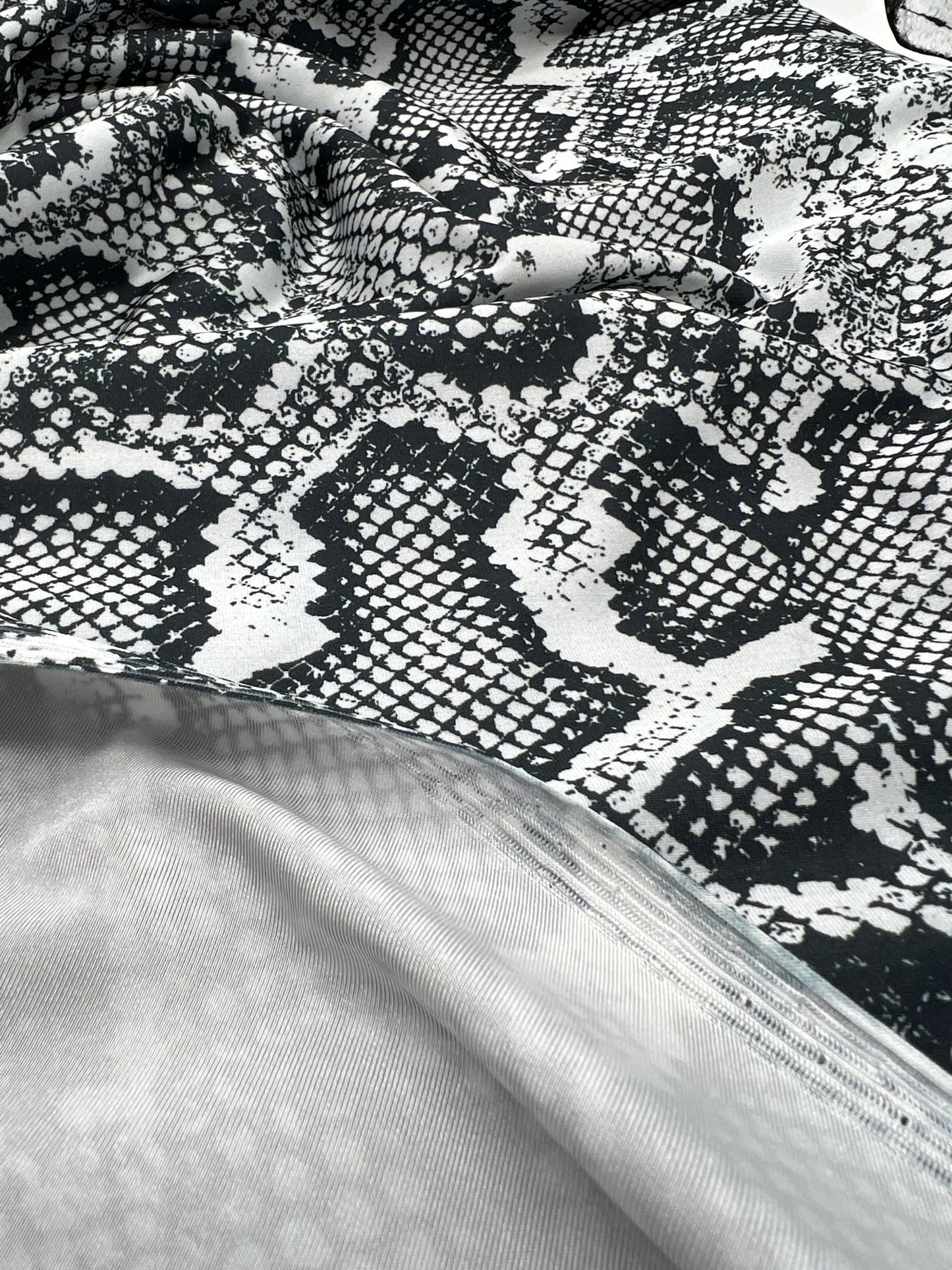 Grey Snake Printed Swimwear / Sportswear 4 Way Stretch Fabric - T9 Fabrics