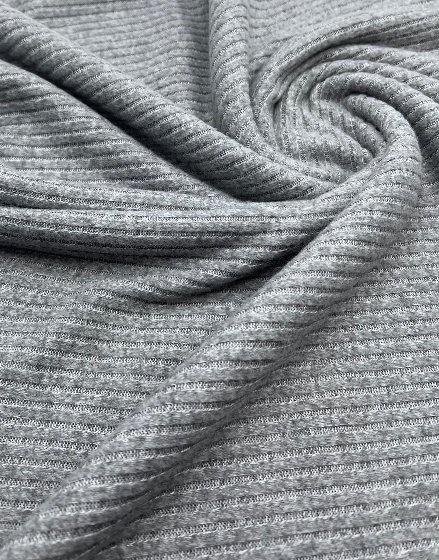 Grey Soft Cosy Wide Rib Stretch Fabric - T9 Fabrics