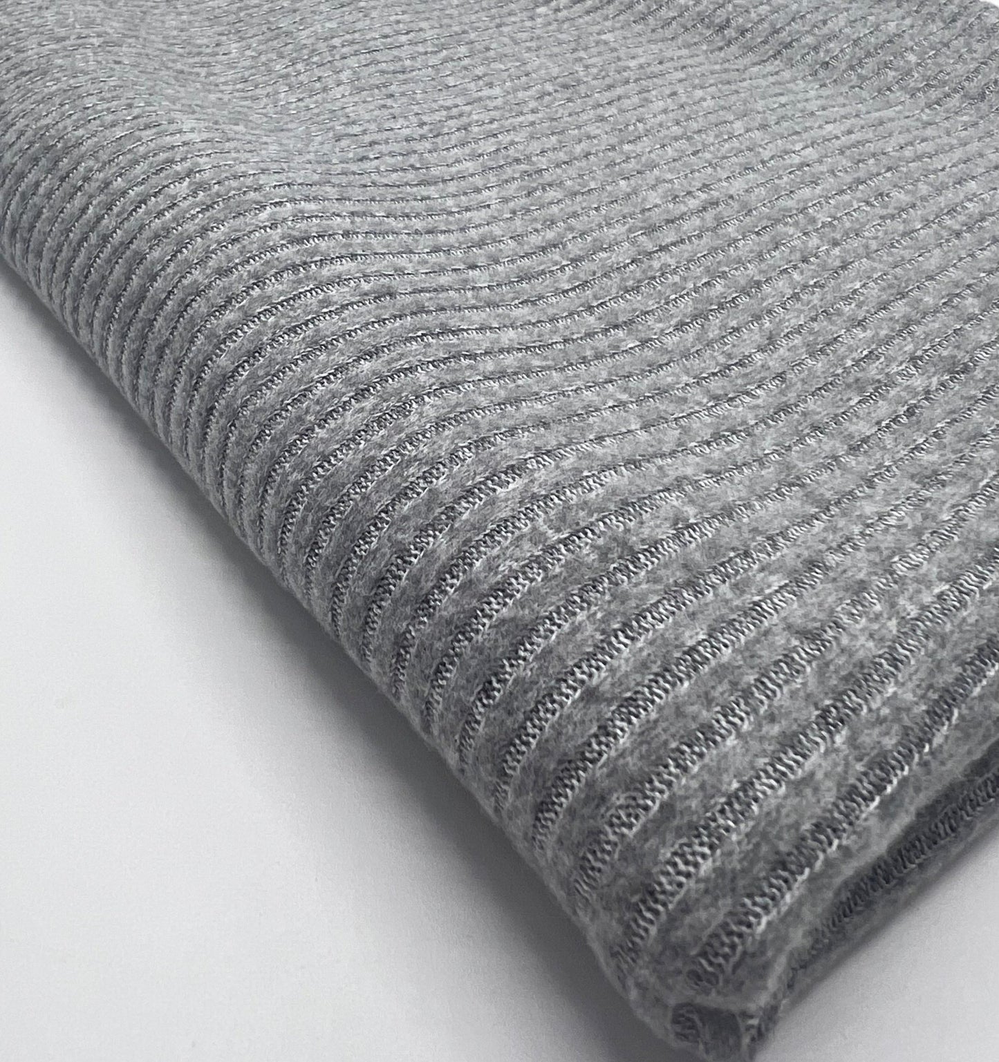 Grey Soft Cosy Wide Rib Stretch Fabric - T9 Fabrics