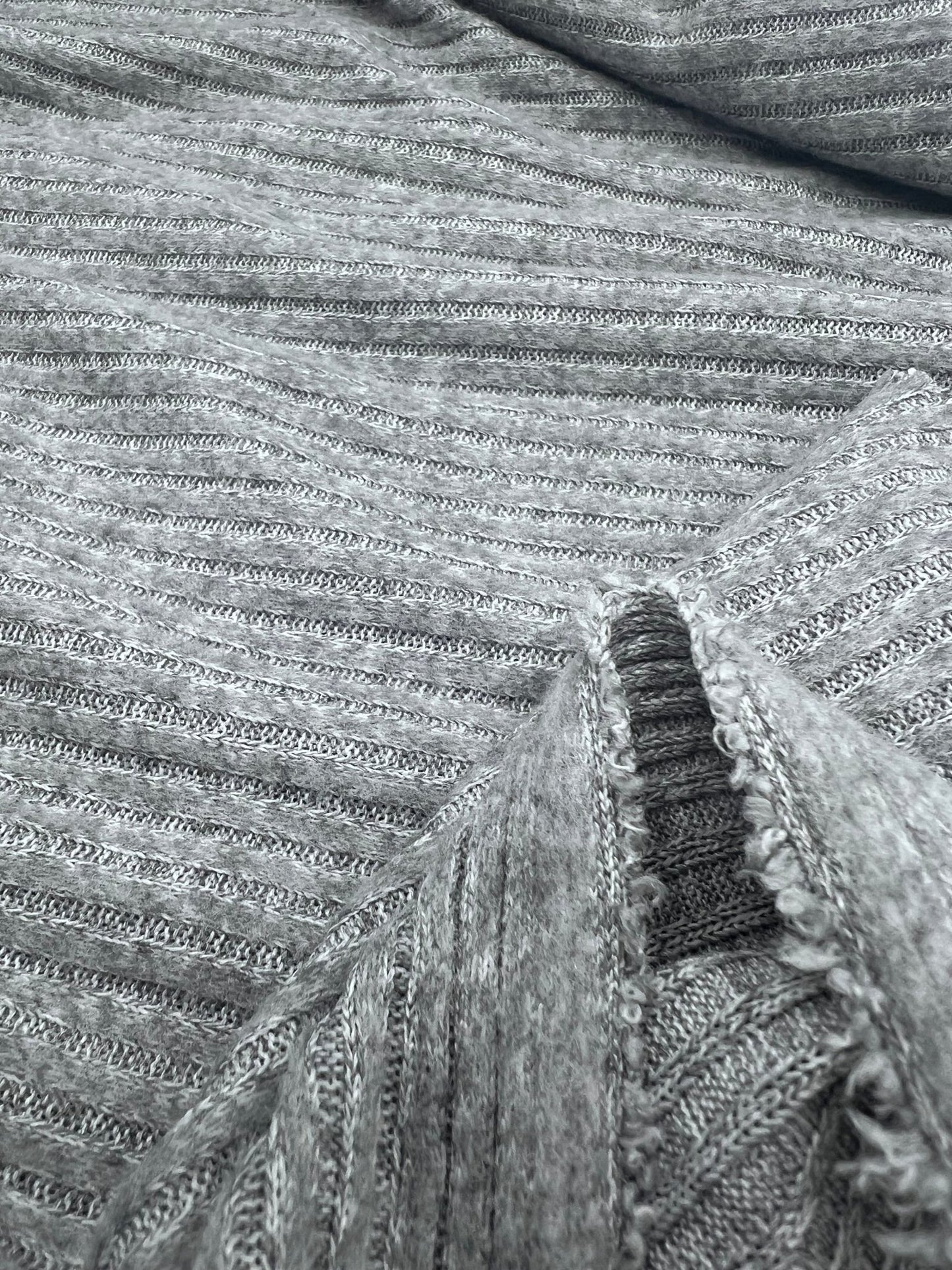 Grey Soft Cosy Wide Rib Stretch Fabric - T9 Fabrics