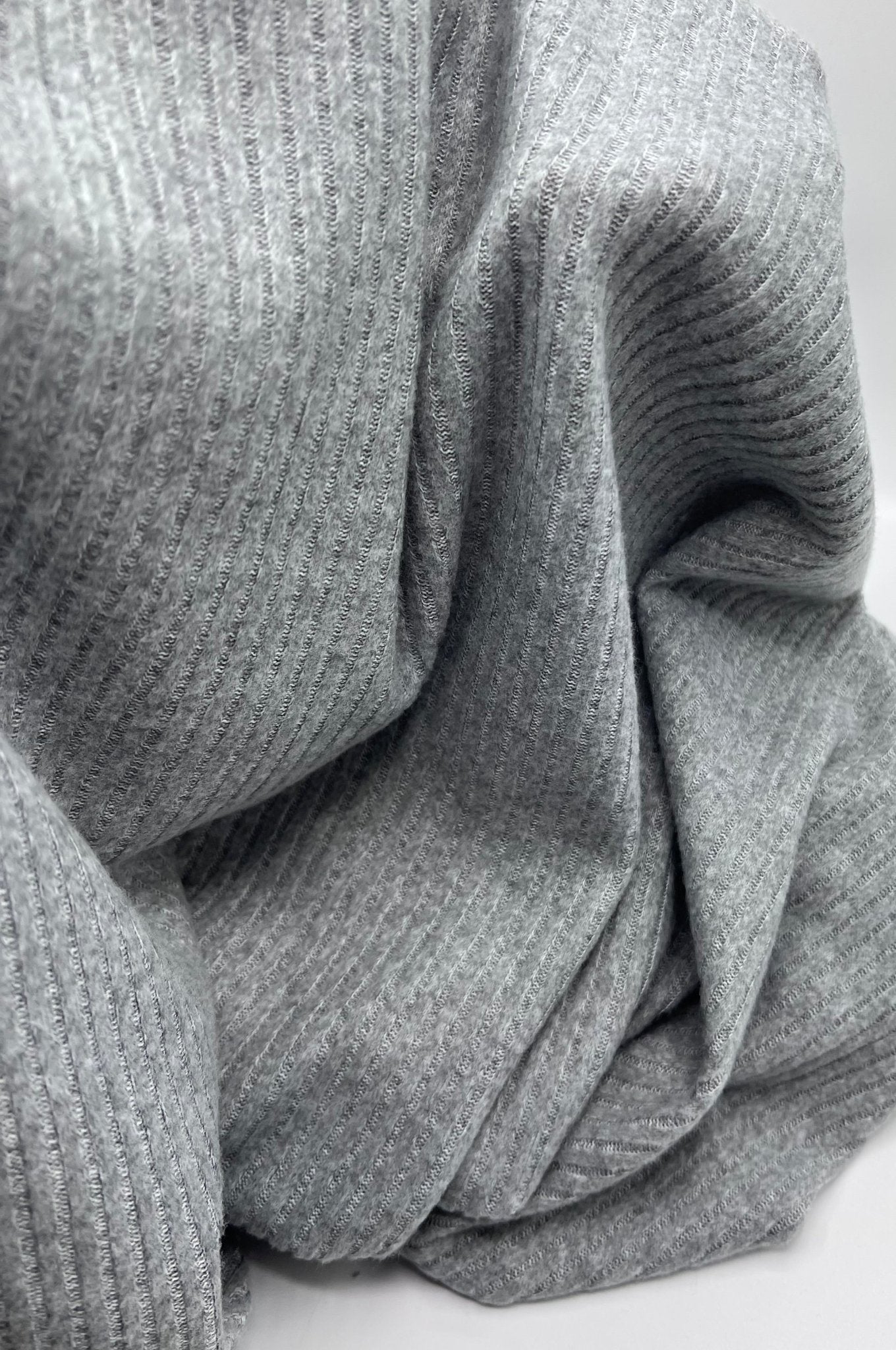 Grey Soft Cosy Wide Rib Stretch Fabric - T9 Fabrics