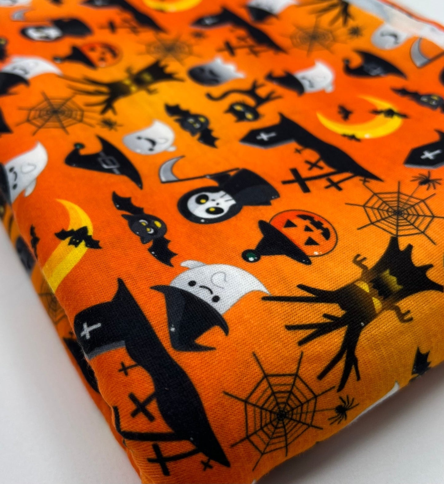 Halloween Ghost Graveyard Print Spun Poly Stretch Fabric - T9 Fabrics