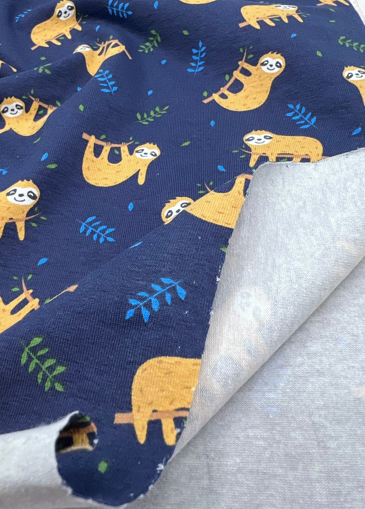 Hanging Sloth Cotton Stretch Jersey 200 GSM 95/5 Lycra 4 Way Stretch - T9 Fabrics