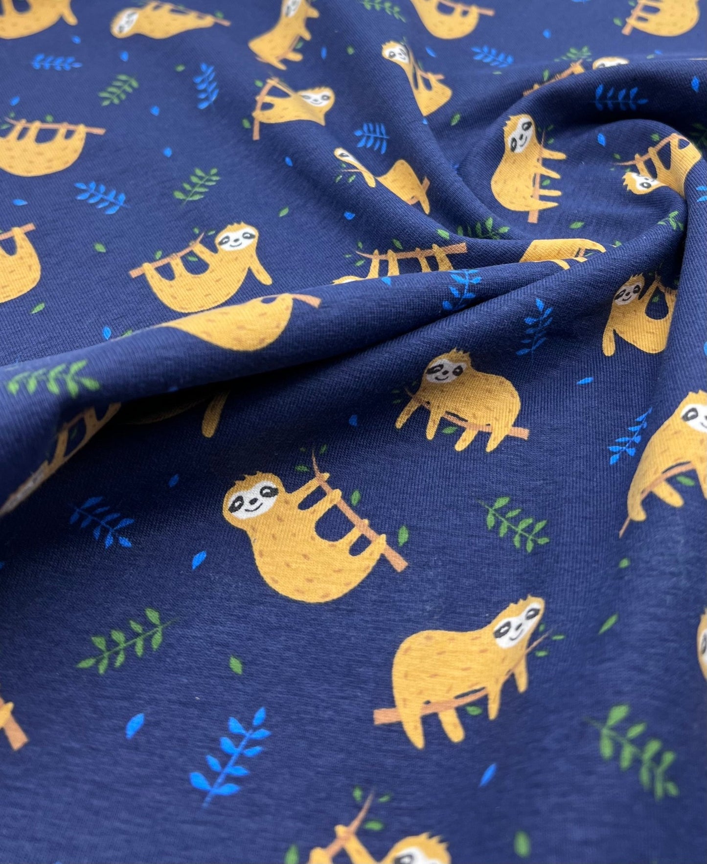 Hanging Sloth Cotton Stretch Jersey 200 GSM 95/5 Lycra 4 Way Stretch - T9 Fabrics
