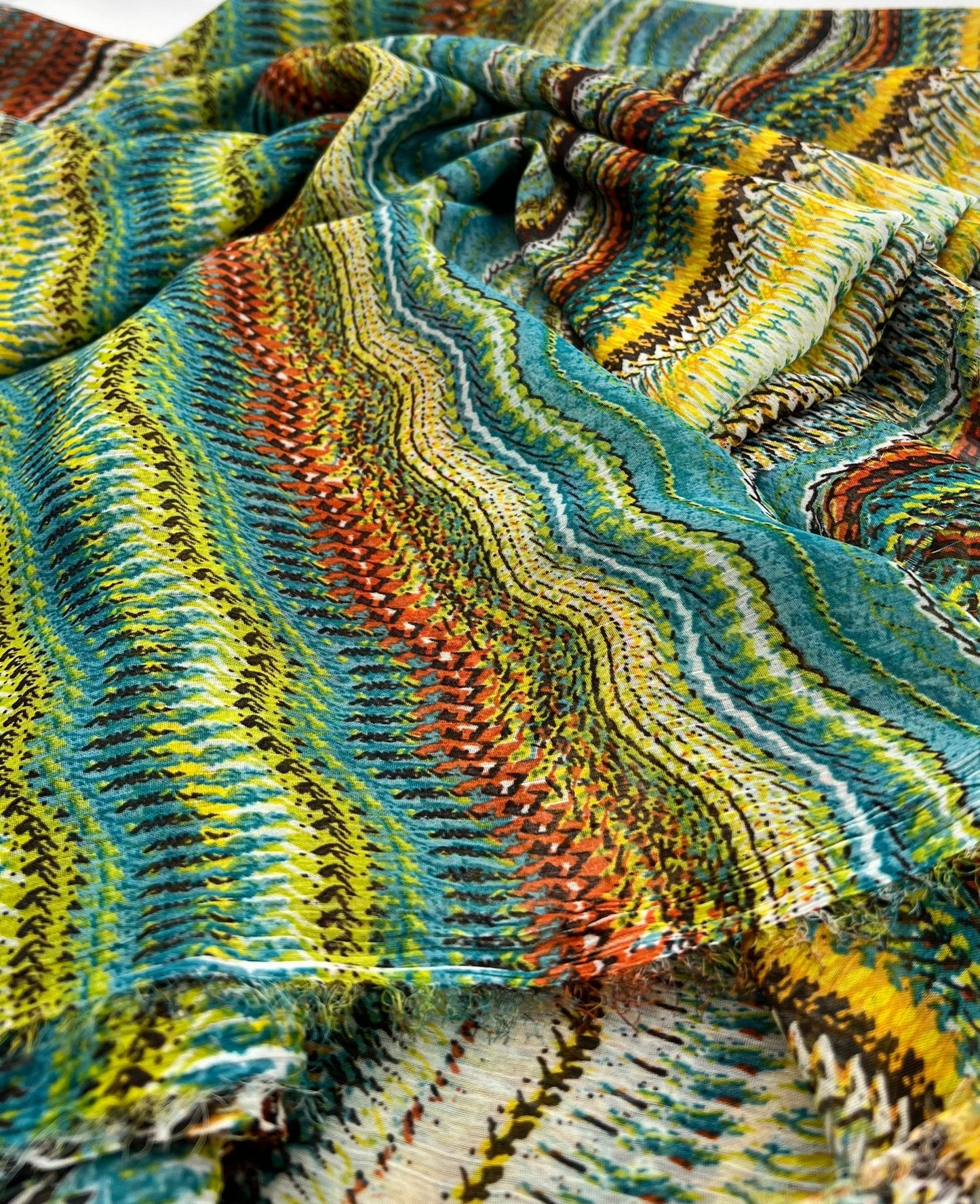 Horizontal Multi Swirl Printed Chiffon Dress Fabric - T9 Fabrics