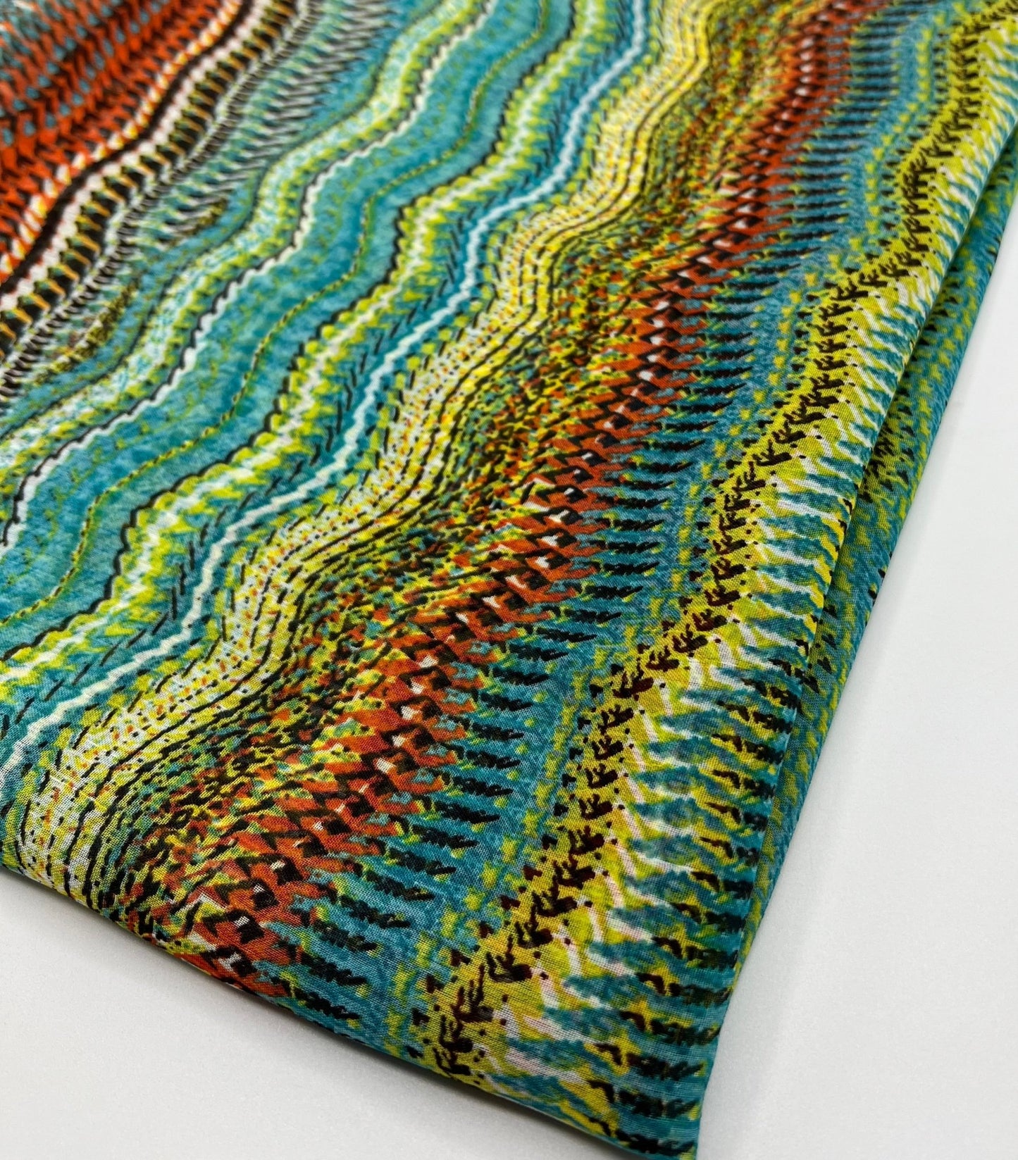 Horizontal Multi Swirl Printed Chiffon Dress Fabric - T9 Fabrics