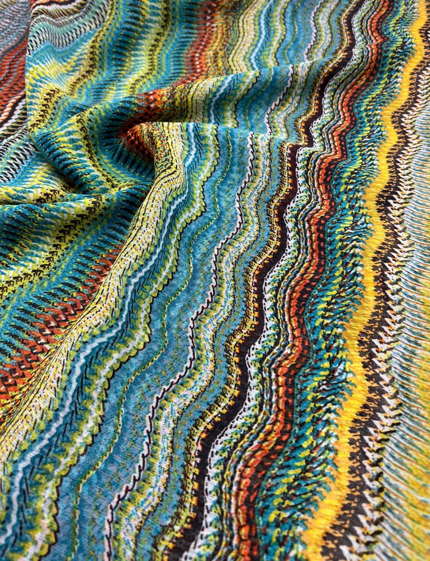 Horizontal Multi Swirl Printed Chiffon Dress Fabric - T9 Fabrics