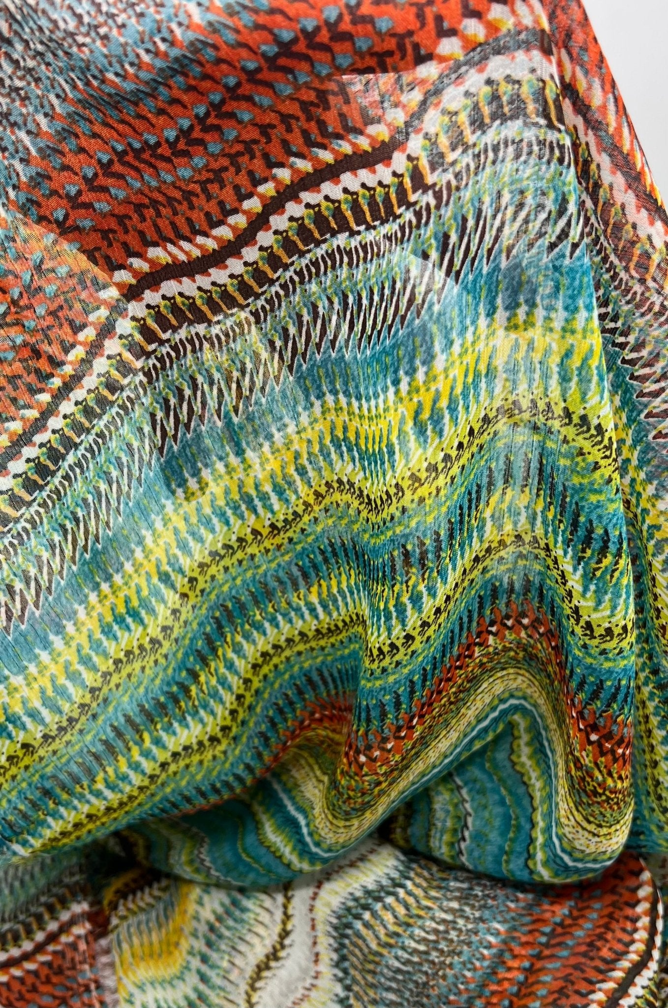 Horizontal Multi Swirl Printed Chiffon Dress Fabric - T9 Fabrics