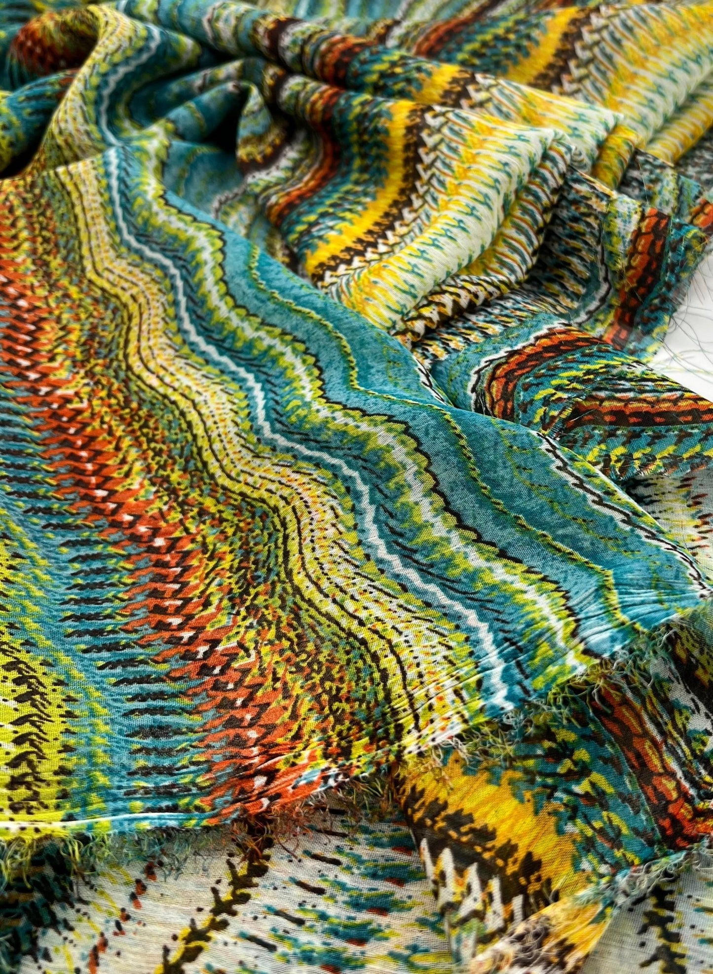 Horizontal Multi Swirl Printed Chiffon Dress Fabric - T9 Fabrics