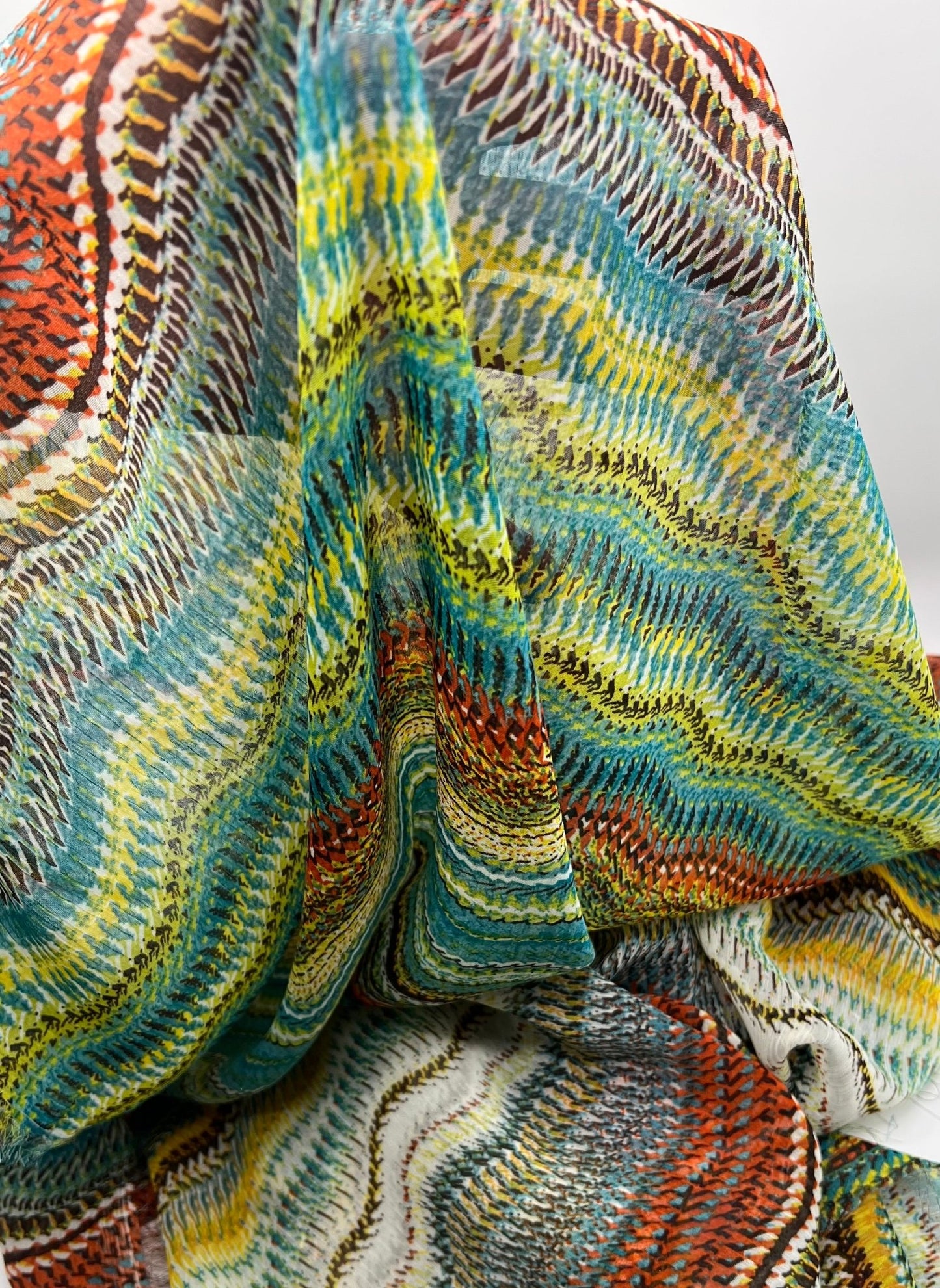 Horizontal Multi Swirl Printed Chiffon Dress Fabric - T9 Fabrics
