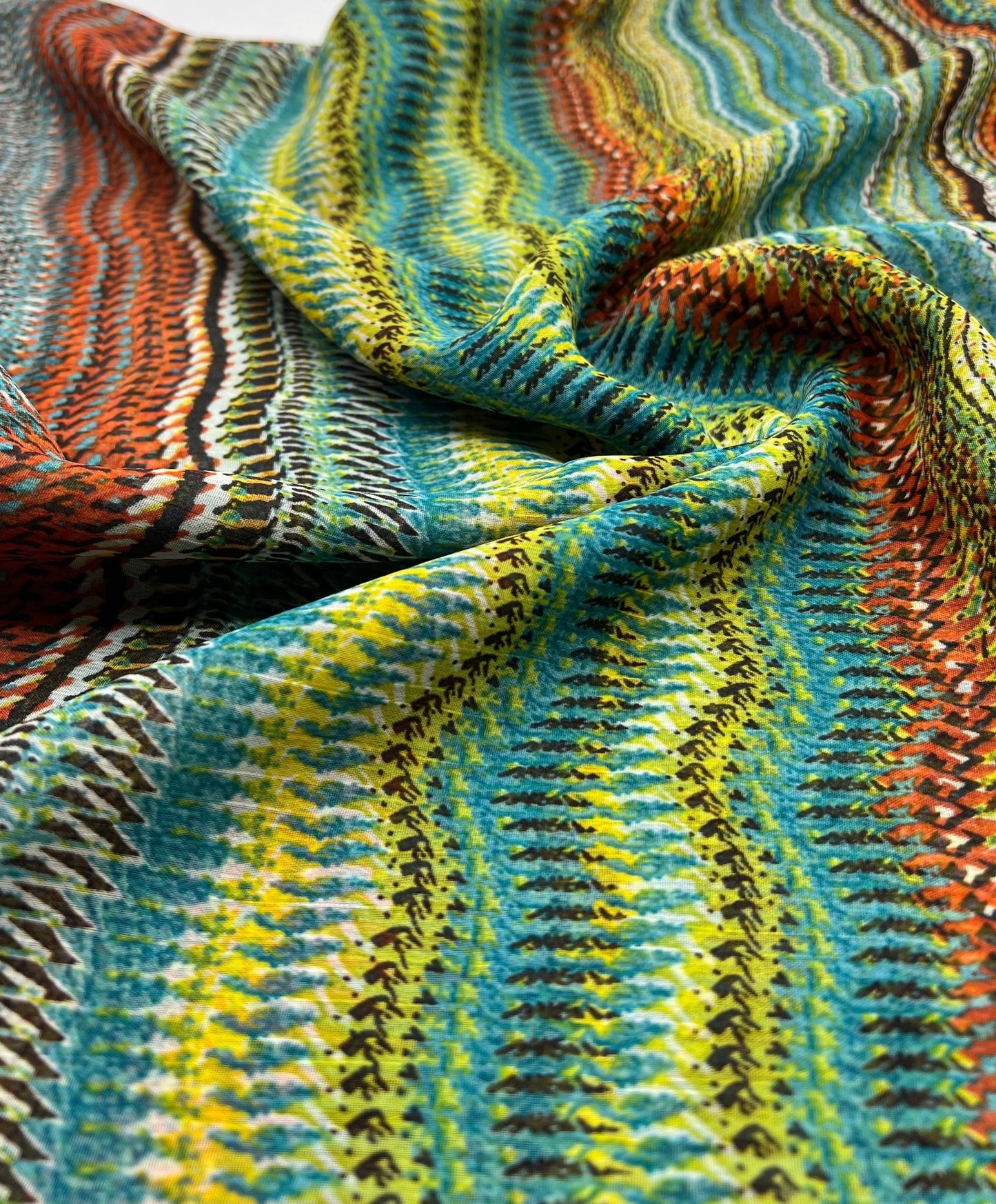 Horizontal Multi Swirl Printed Chiffon Dress Fabric - T9 Fabrics