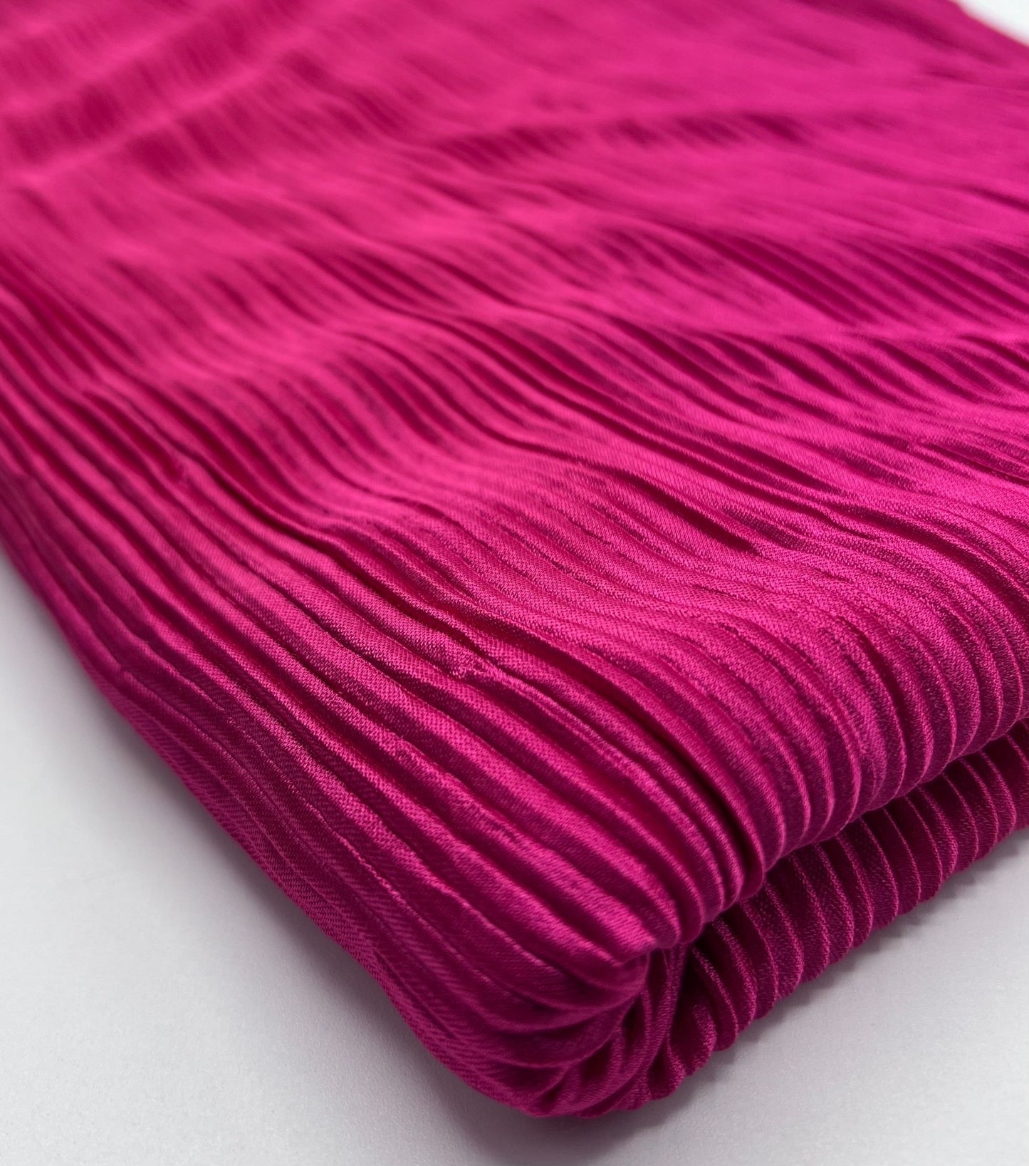 Hot Pink Cerise Plisse Pleated 2 Way Stretch Fabric - T9 Fabrics