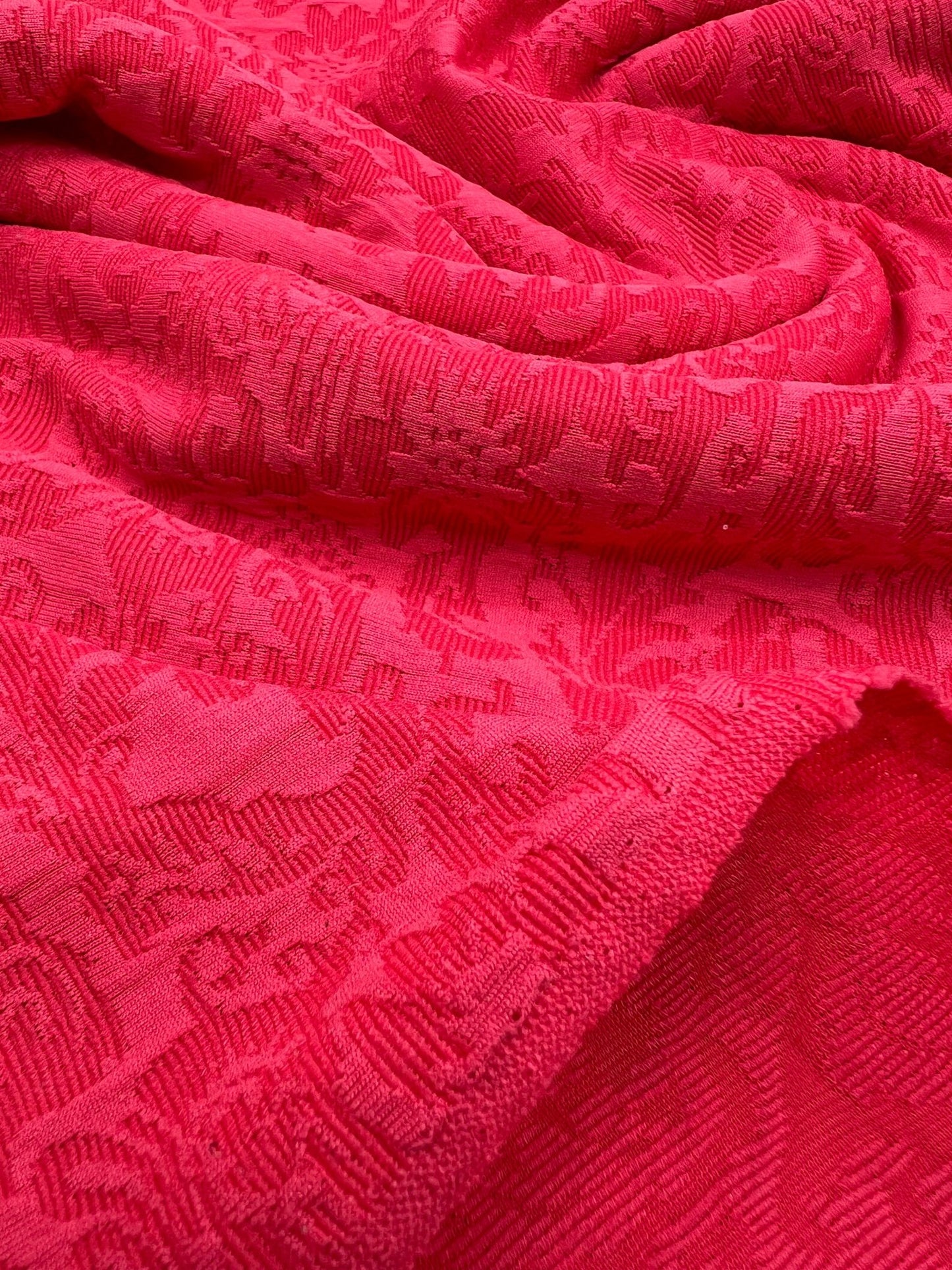 Hot Pink Textured Jacquard 2 Way Stretch Fabric - T9 Fabrics
