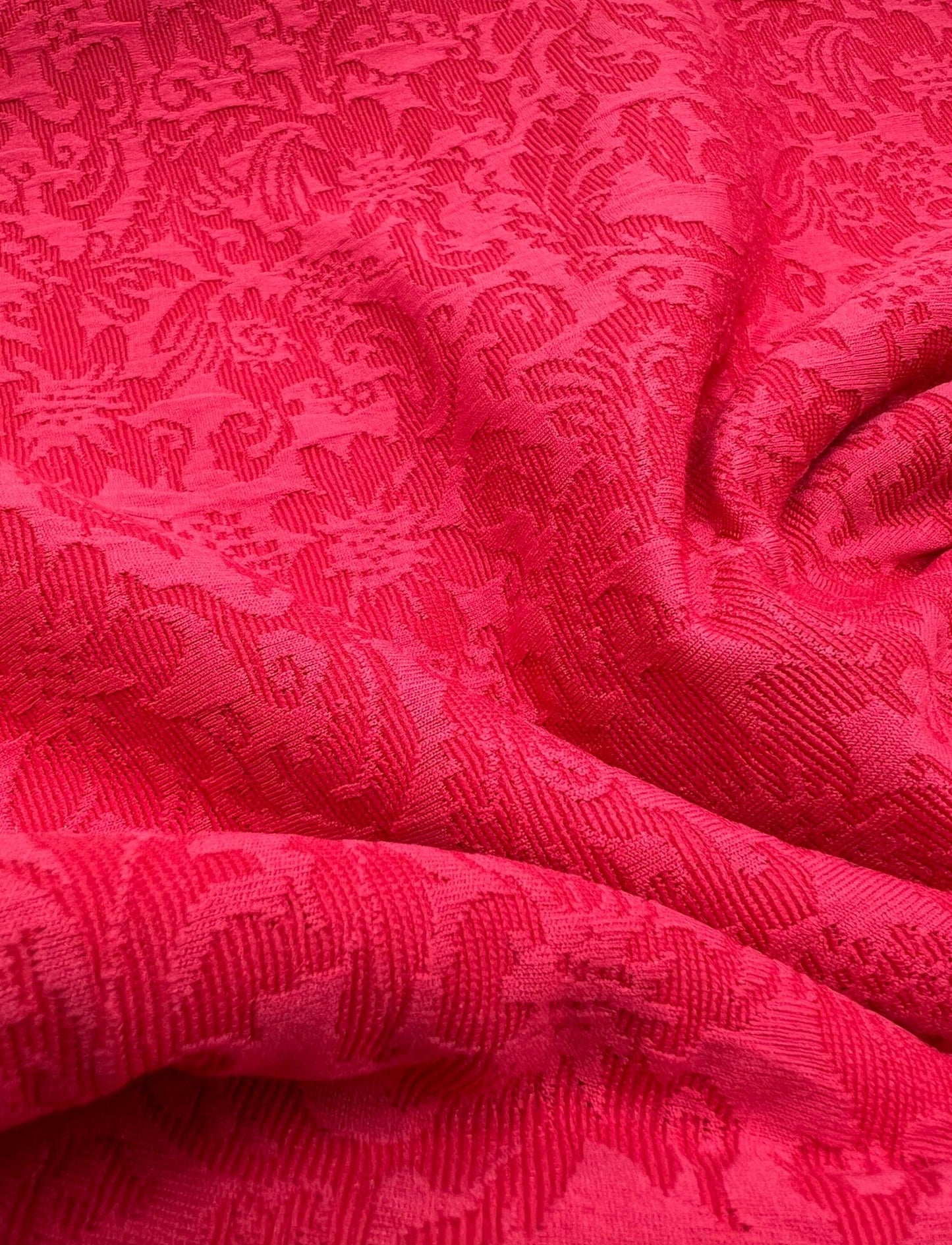 Hot Pink Textured Jacquard 2 Way Stretch Fabric - T9 Fabrics