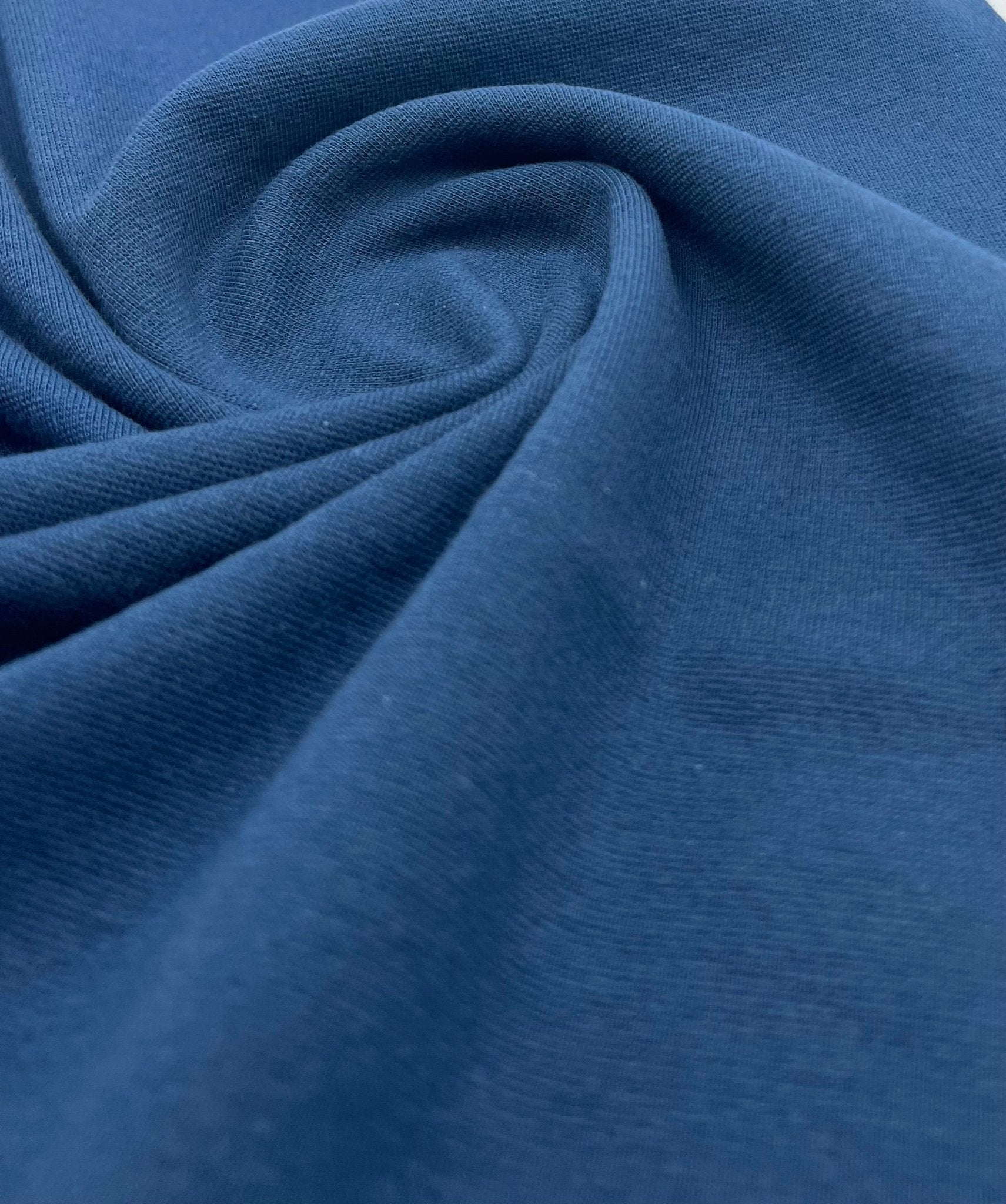 Indigo Jersey Cuffing Ribbing Fabric 270 GSM Cotton Knit 70cm Wide - T9 Fabrics