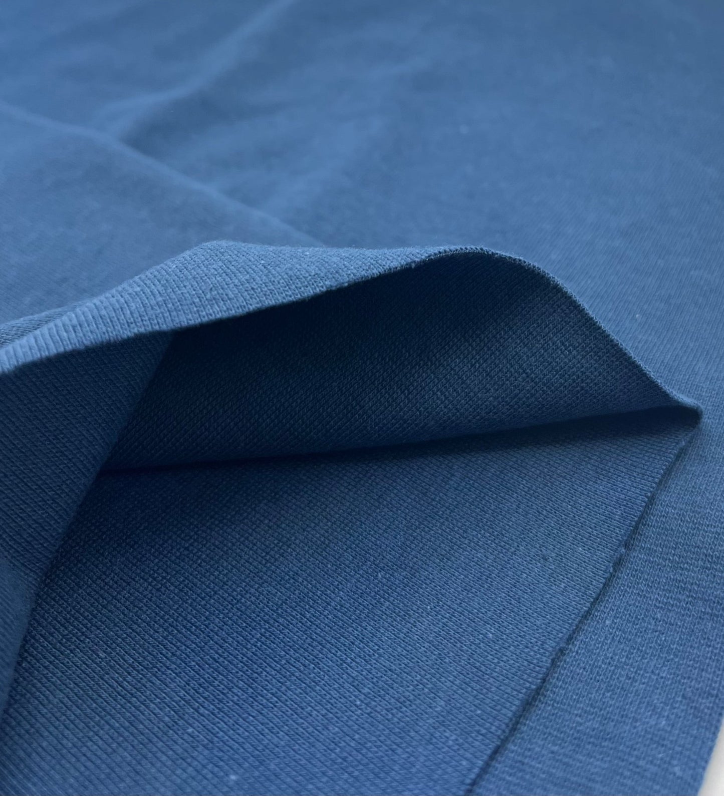 Indigo Jersey Cuffing Ribbing Fabric 270 GSM Cotton Knit 70cm Wide - T9 Fabrics
