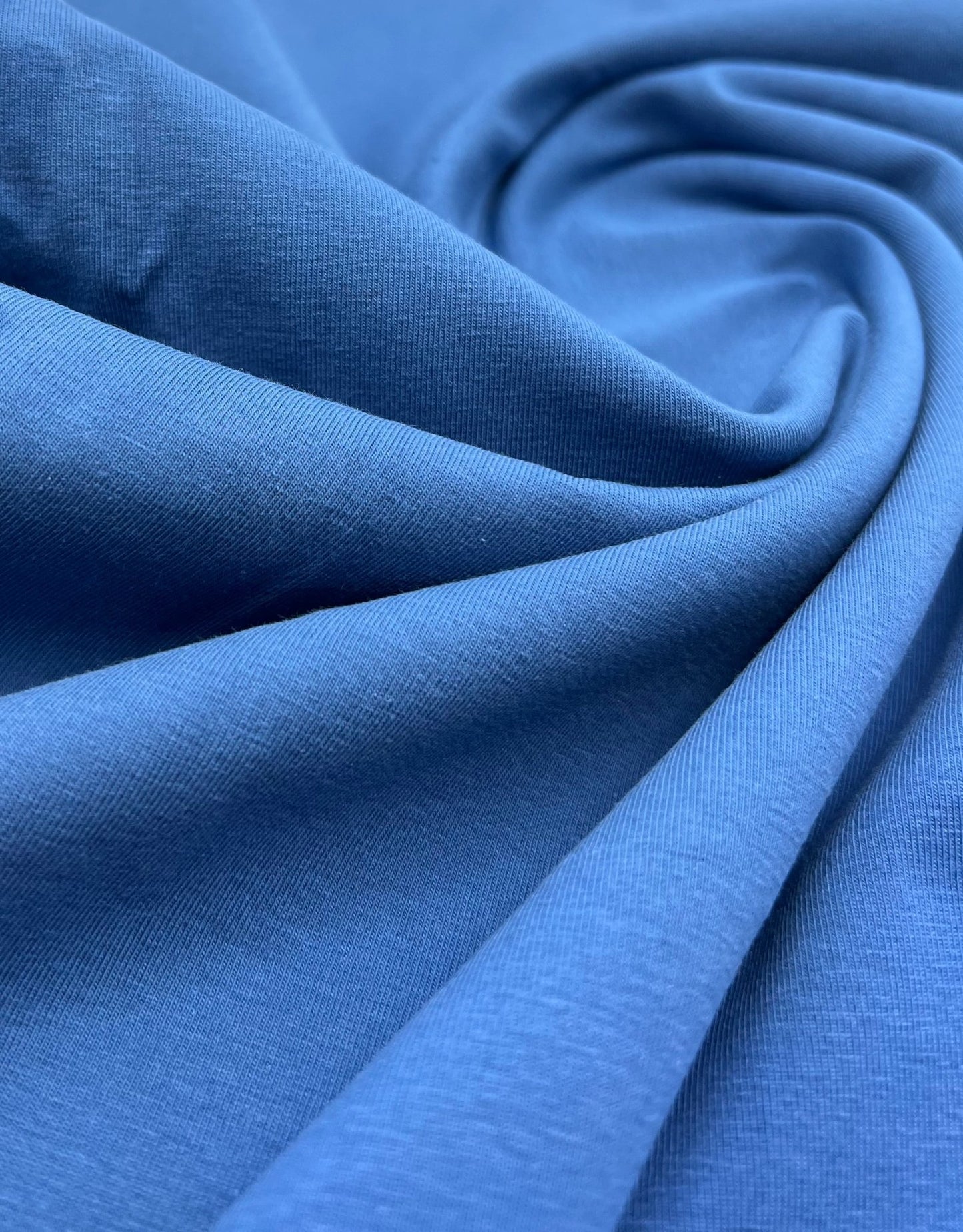 Indigo Plain Cotton Stretch Jersey 240 GSM 92/8 Lycra Jersey, 4 Way Stretch, Sold By Metre - T9 Fabrics
