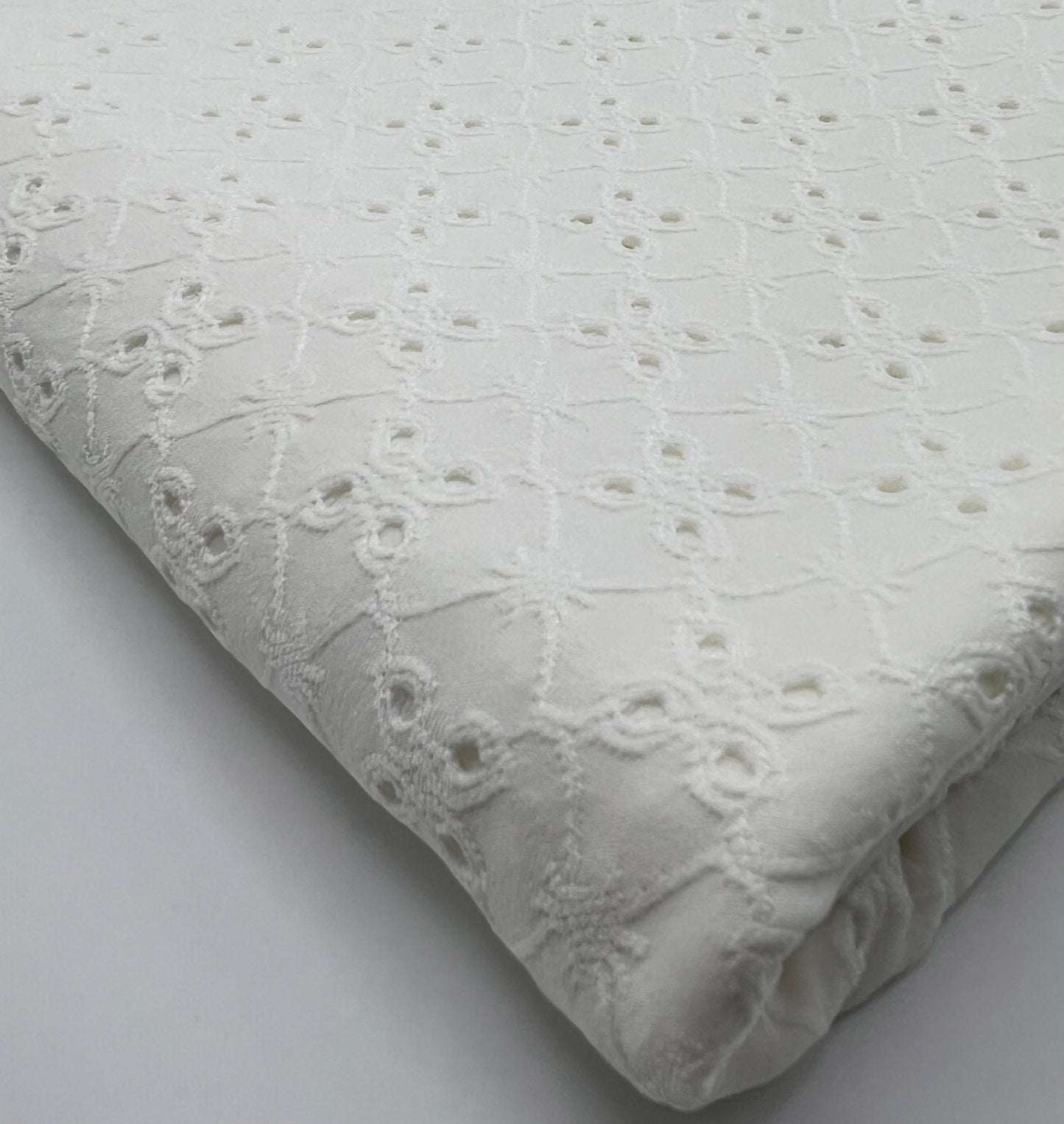 Ivory Broderie Anglaise Stretch Fabric 4 Way Stretch Fabric - T9 Fabrics