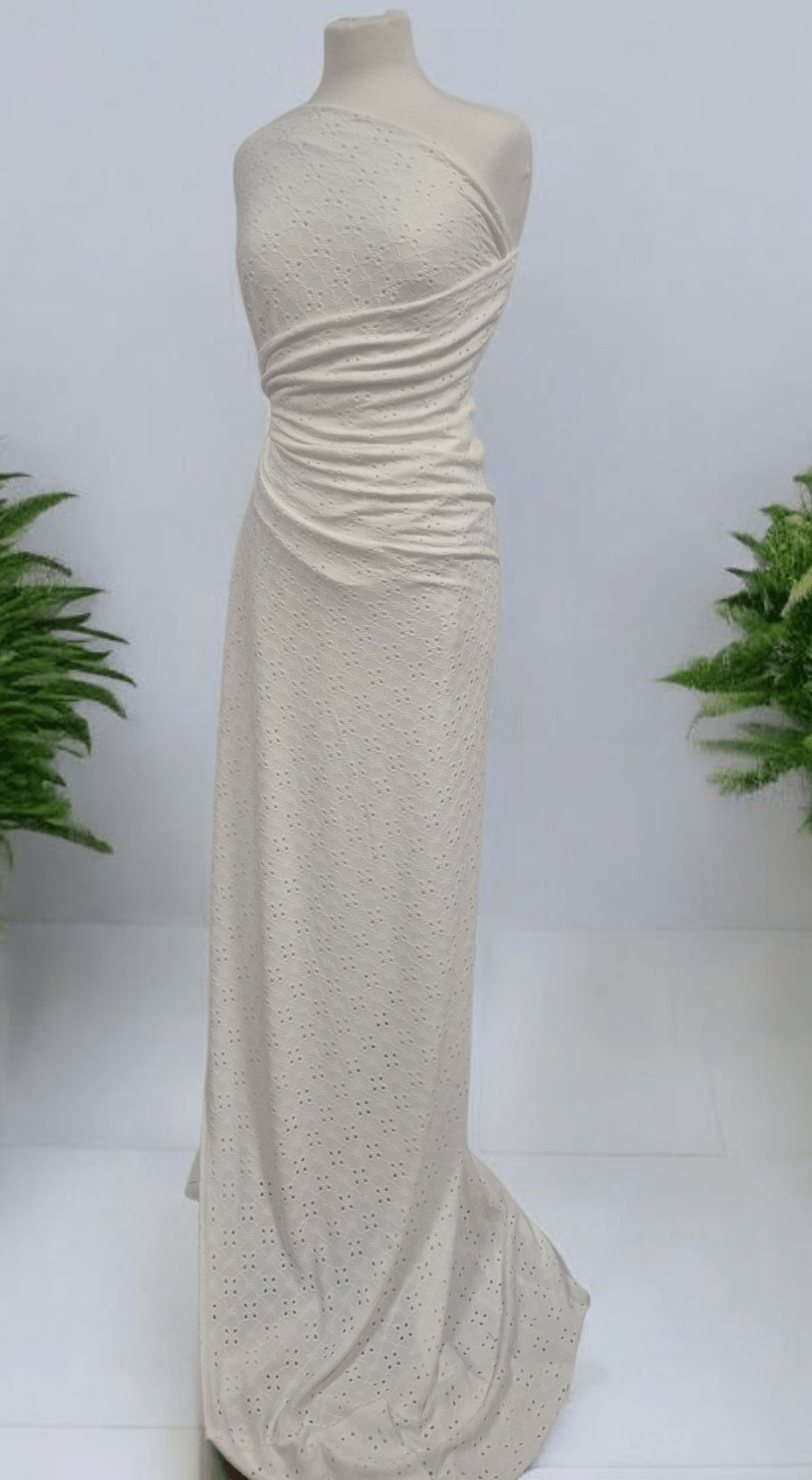 Ivory Broderie Anglaise Stretch Fabric 4 Way Stretch Fabric - T9 Fabrics