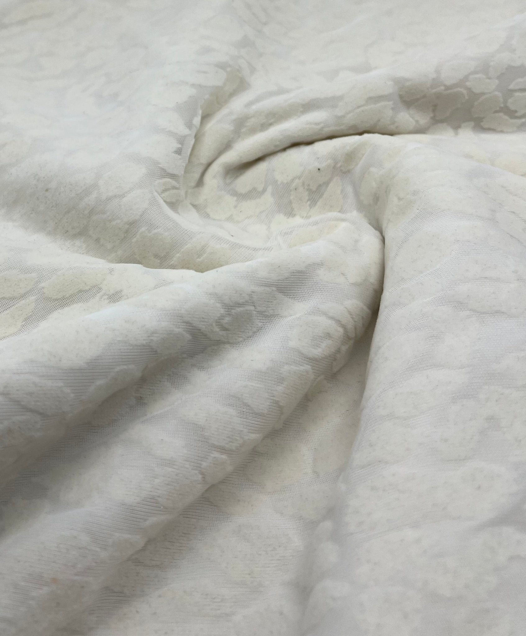 Ivory Cream Animal Embossed Mesh Fabric 2 Way Stretch - T9 Fabrics