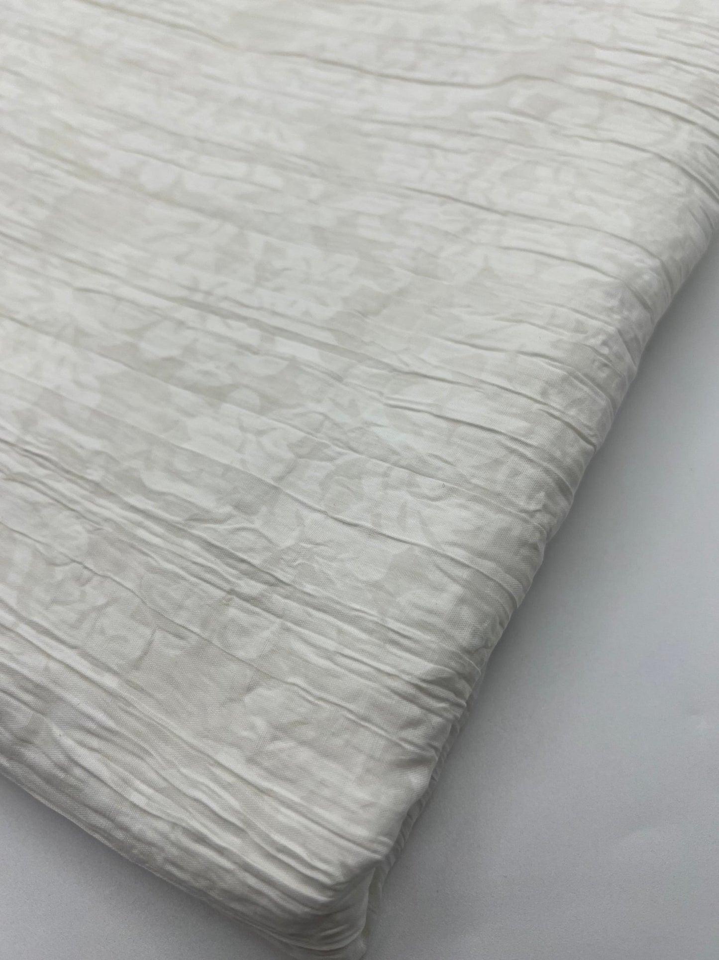 Ivory Floral Crinkled Lightweight Non Stretch Woven Fabric - T9 Fabrics