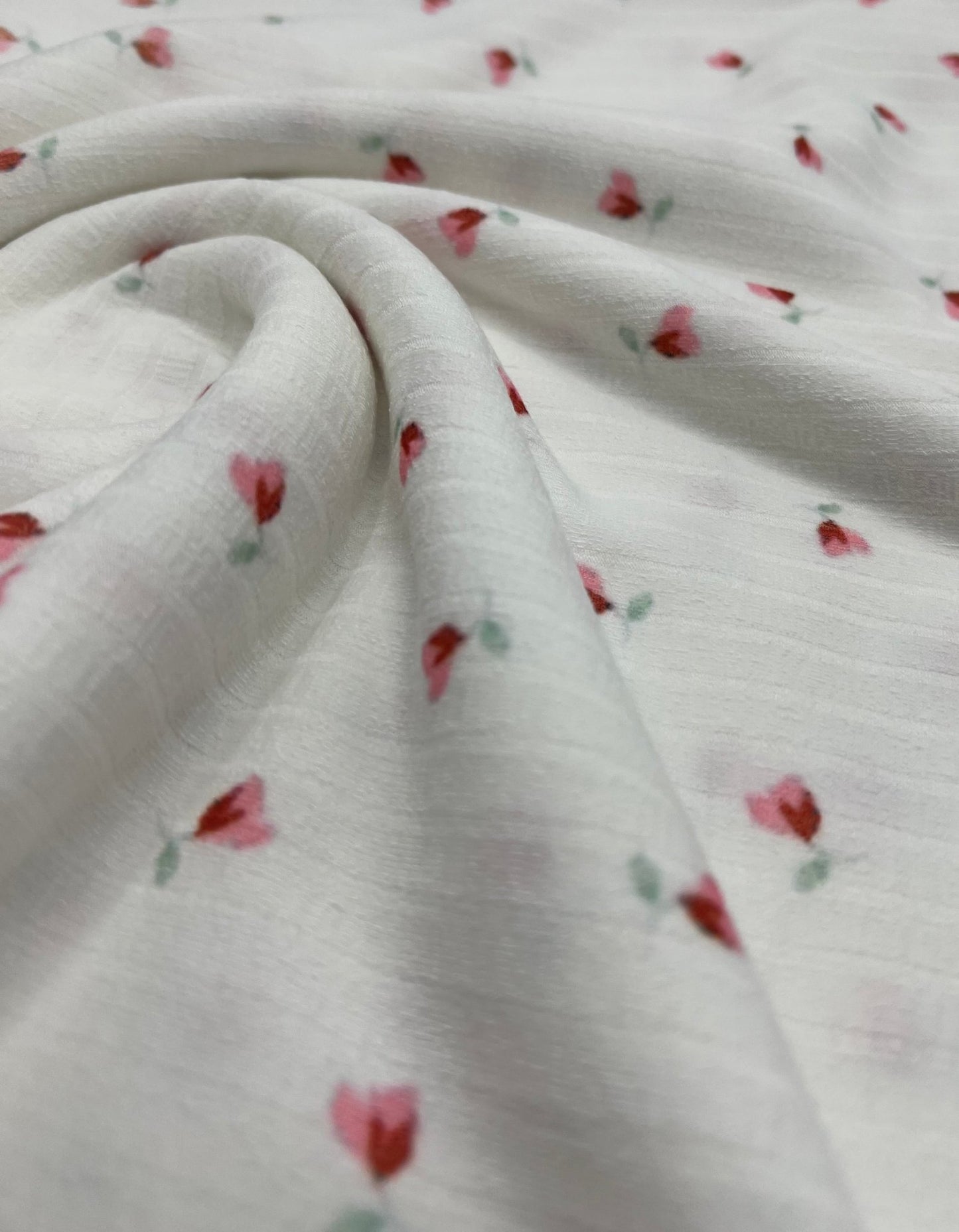 Ivory Floral Ditsy Print 8x4 Wide Rib Stretch Fabric - T9 Fabrics