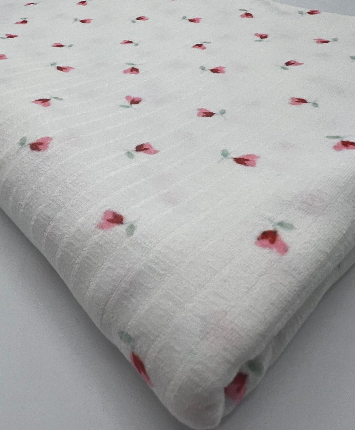 Ivory Floral Ditsy Print 8x4 Wide Rib Stretch Fabric - T9 Fabrics