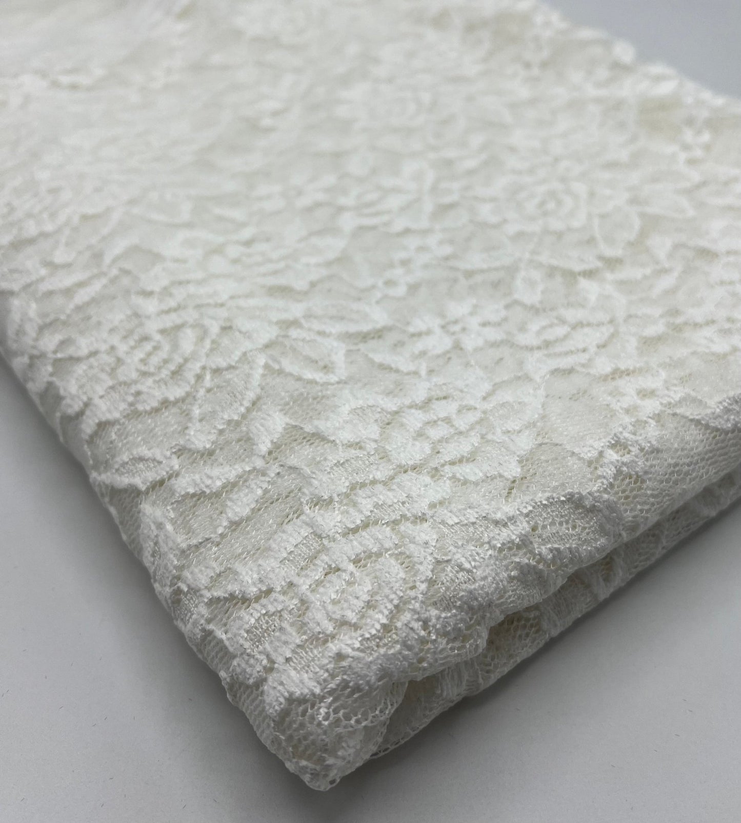 Ivory Flower Floral Lace Fabric Stretch - T9 Fabrics