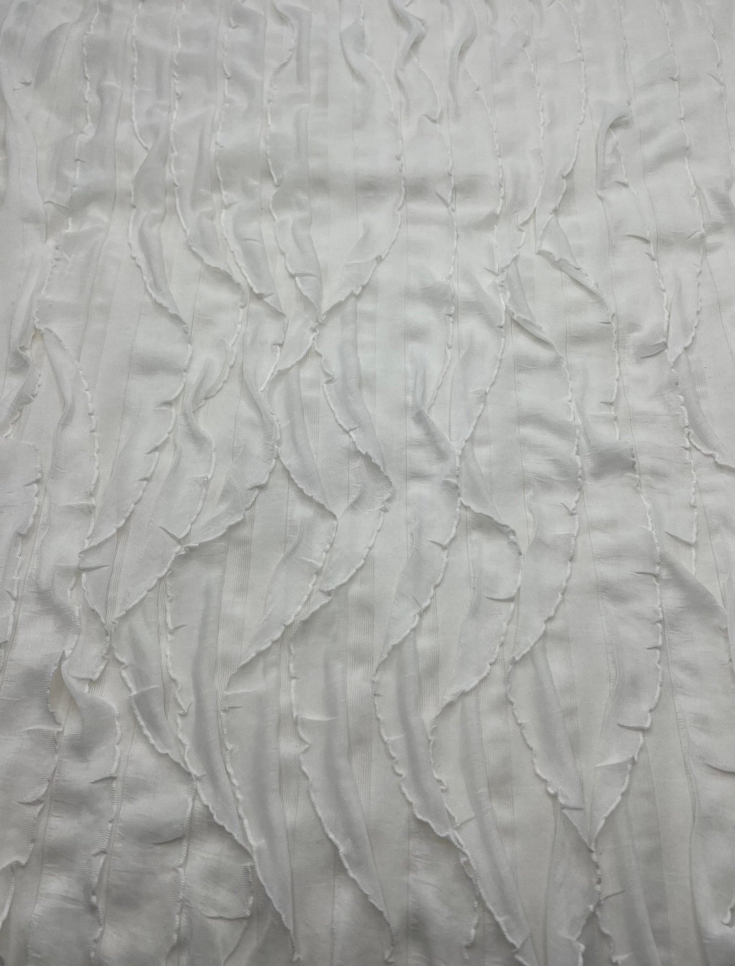 Ivory New Ruffle Textured 4 Way Stretch Fabric - T9 Fabrics